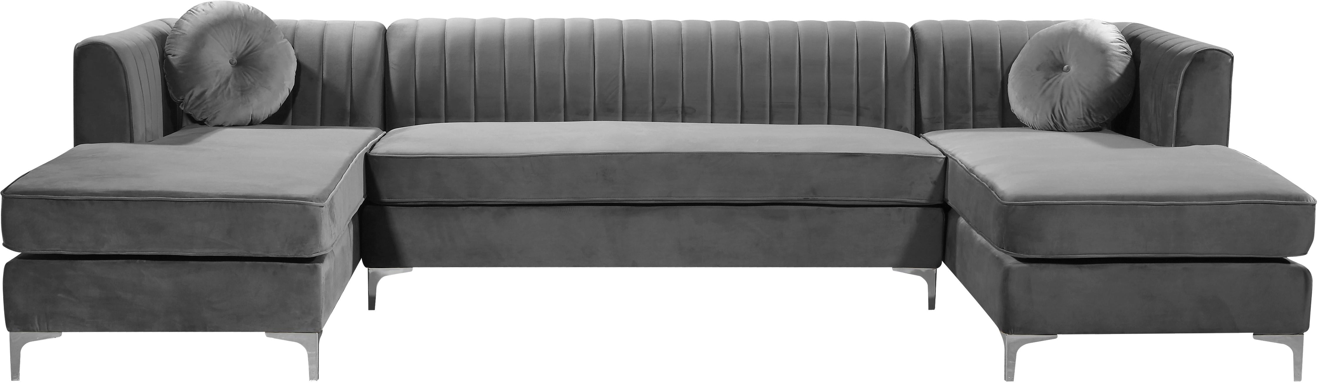 Graham Grey Velvet 3pc. Sectional - Luxury Home Furniture (MI)