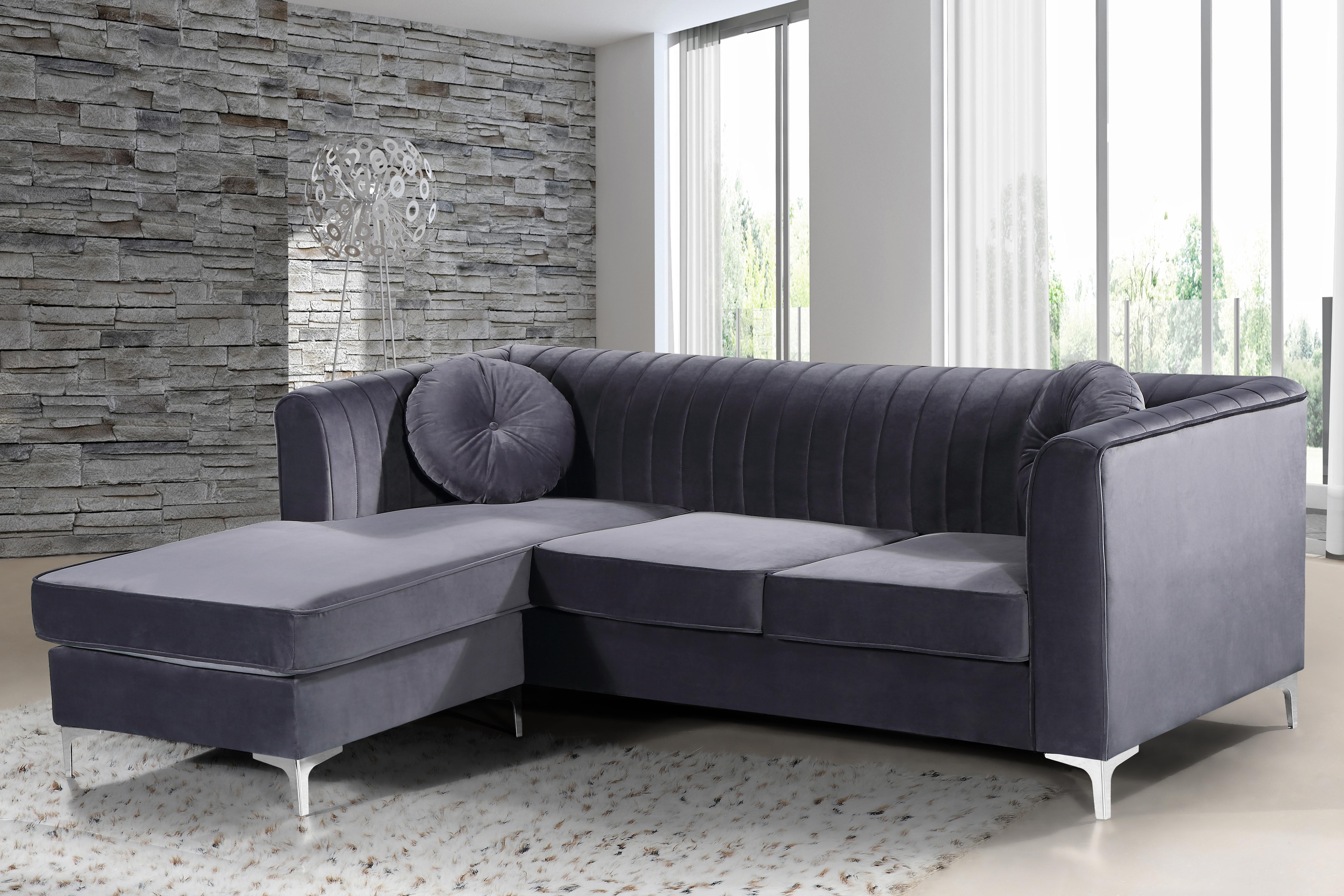 Eliana Grey Velvet 2pc. Reversible Sectional - Luxury Home Furniture (MI)