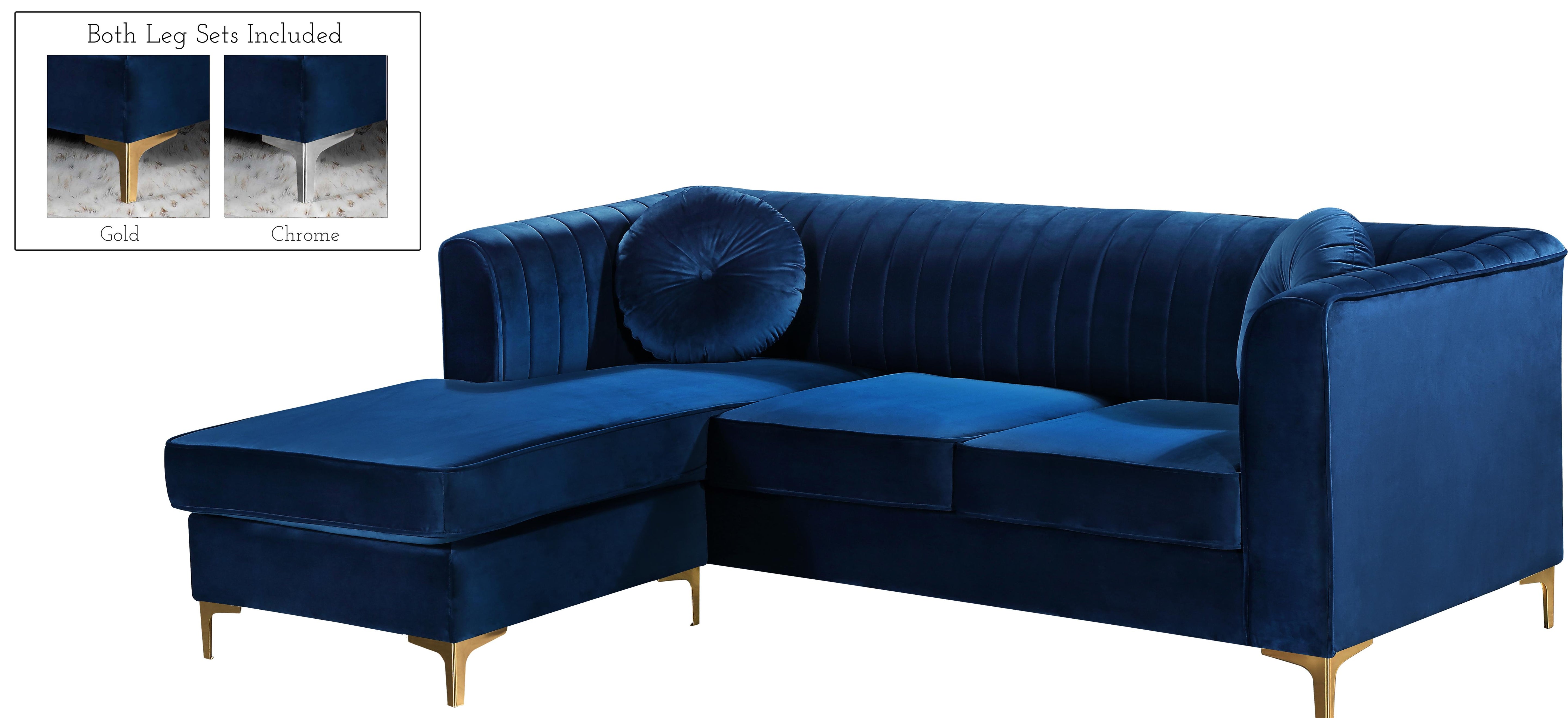 Eliana Navy Velvet 2pc. Reversible Sectional - Luxury Home Furniture (MI)