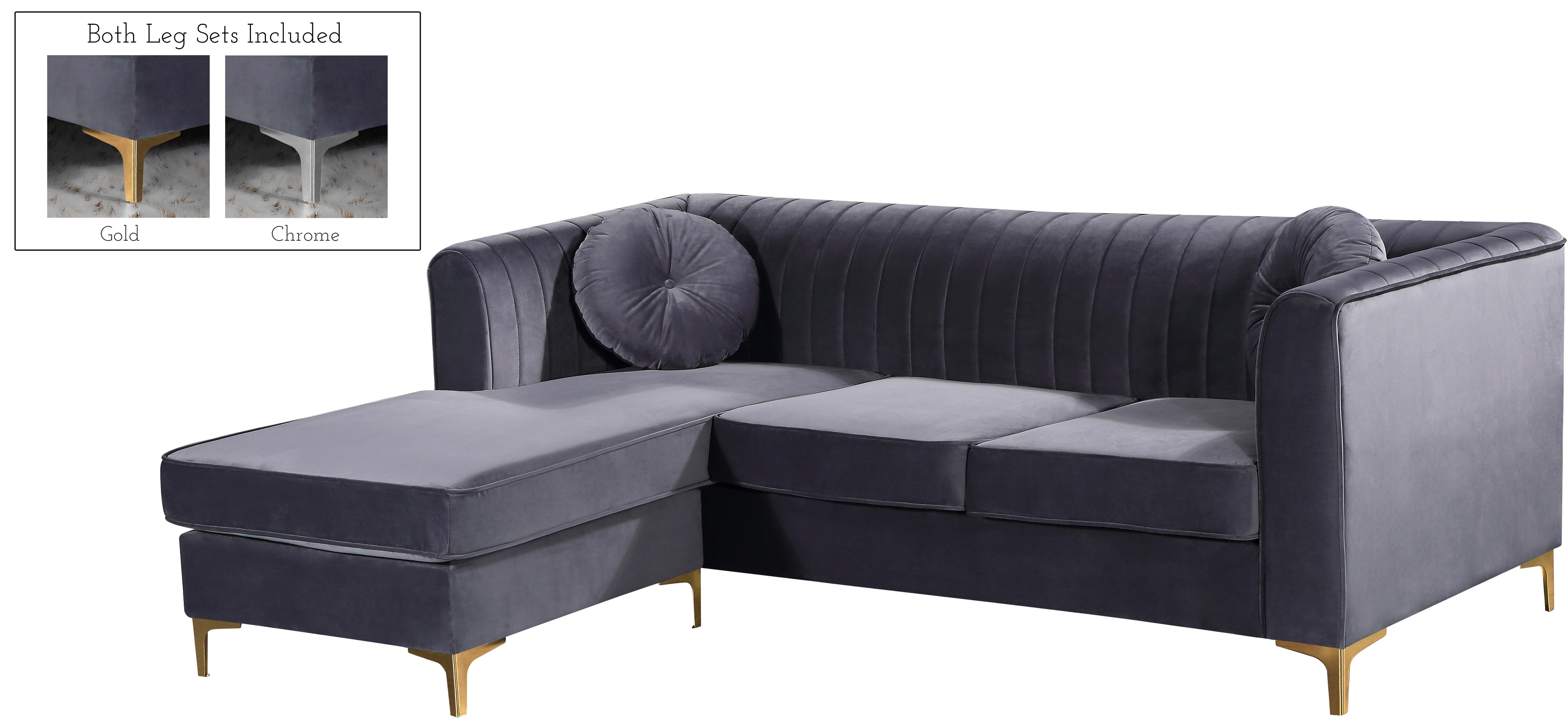 Eliana Grey Velvet 2pc. Reversible Sectional - Luxury Home Furniture (MI)