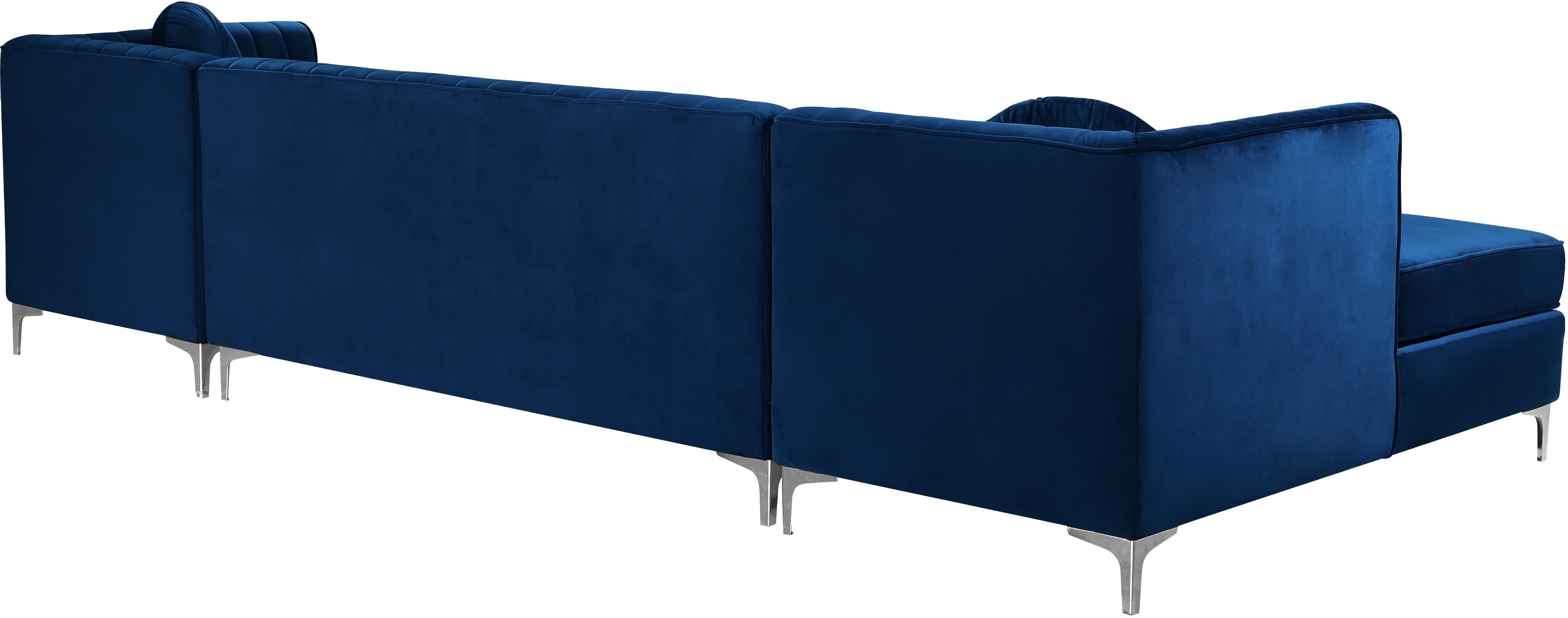 Graham Navy Velvet 3pc. Sectional - Luxury Home Furniture (MI)