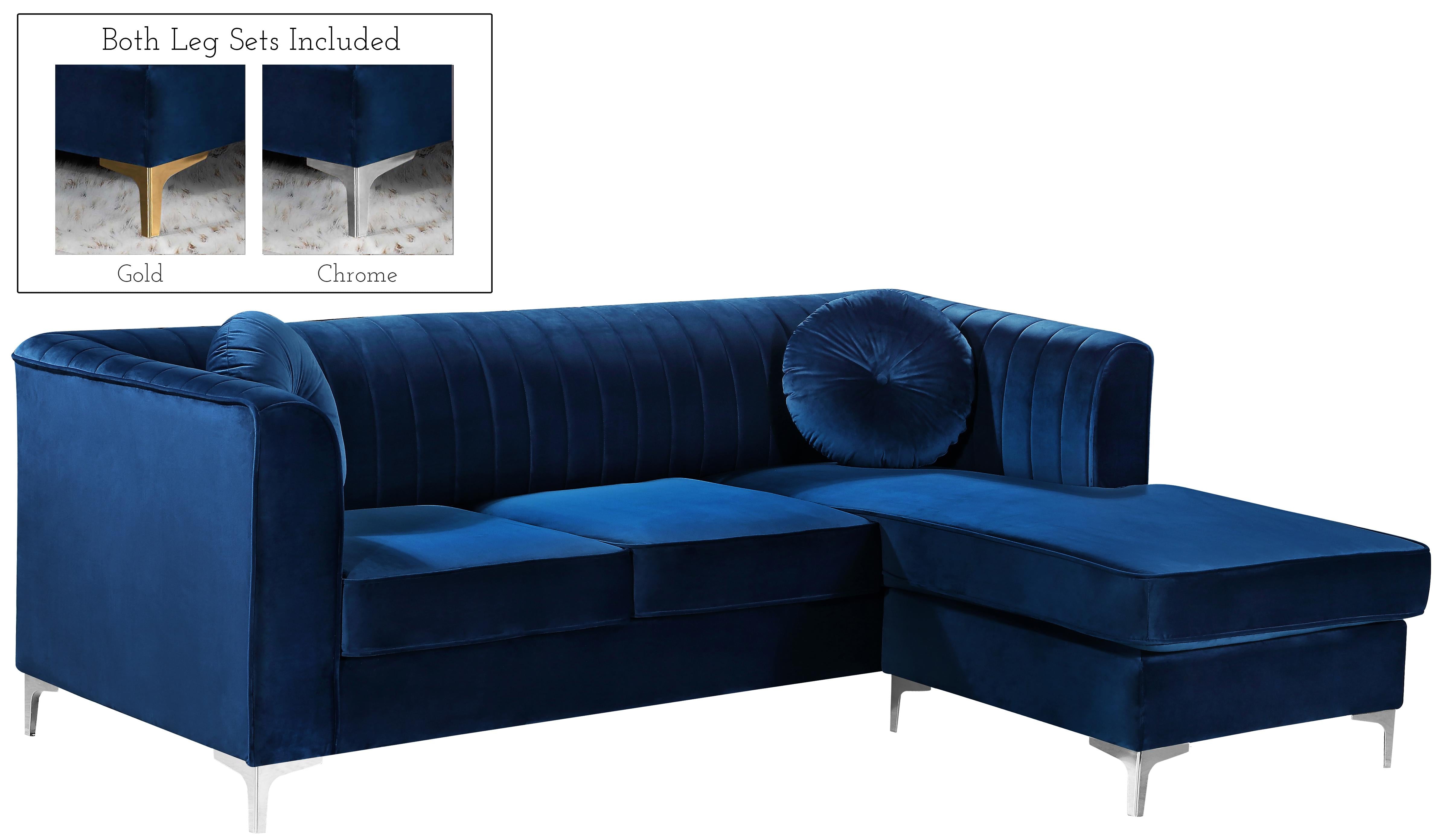 Eliana Navy Velvet 2pc. Reversible Sectional - Luxury Home Furniture (MI)