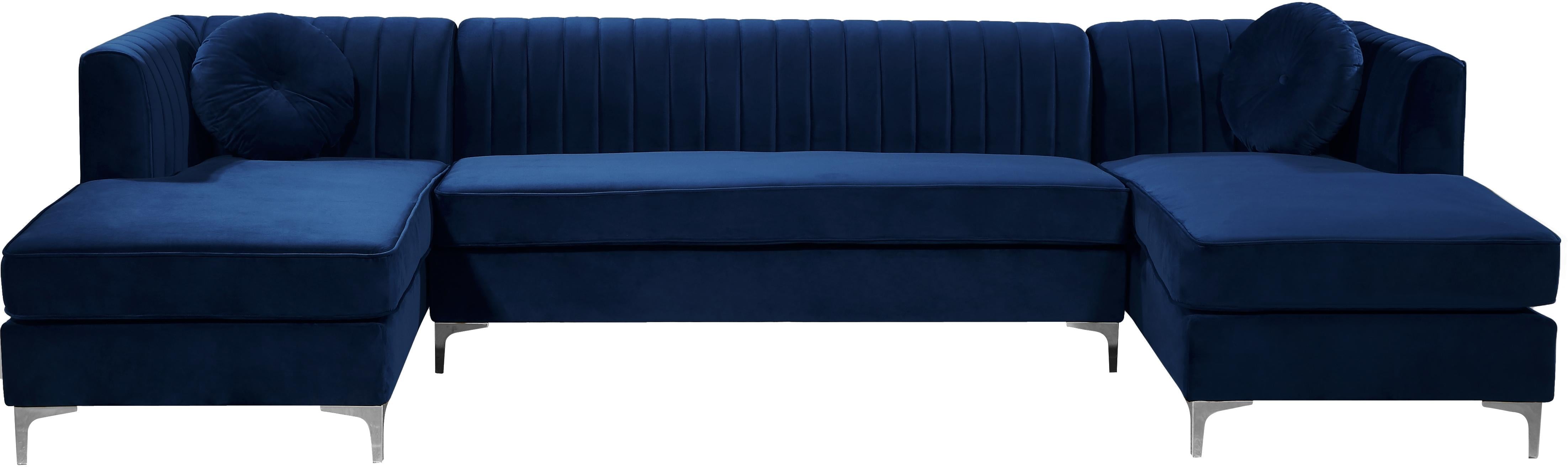 Graham Navy Velvet 3pc. Sectional - Luxury Home Furniture (MI)