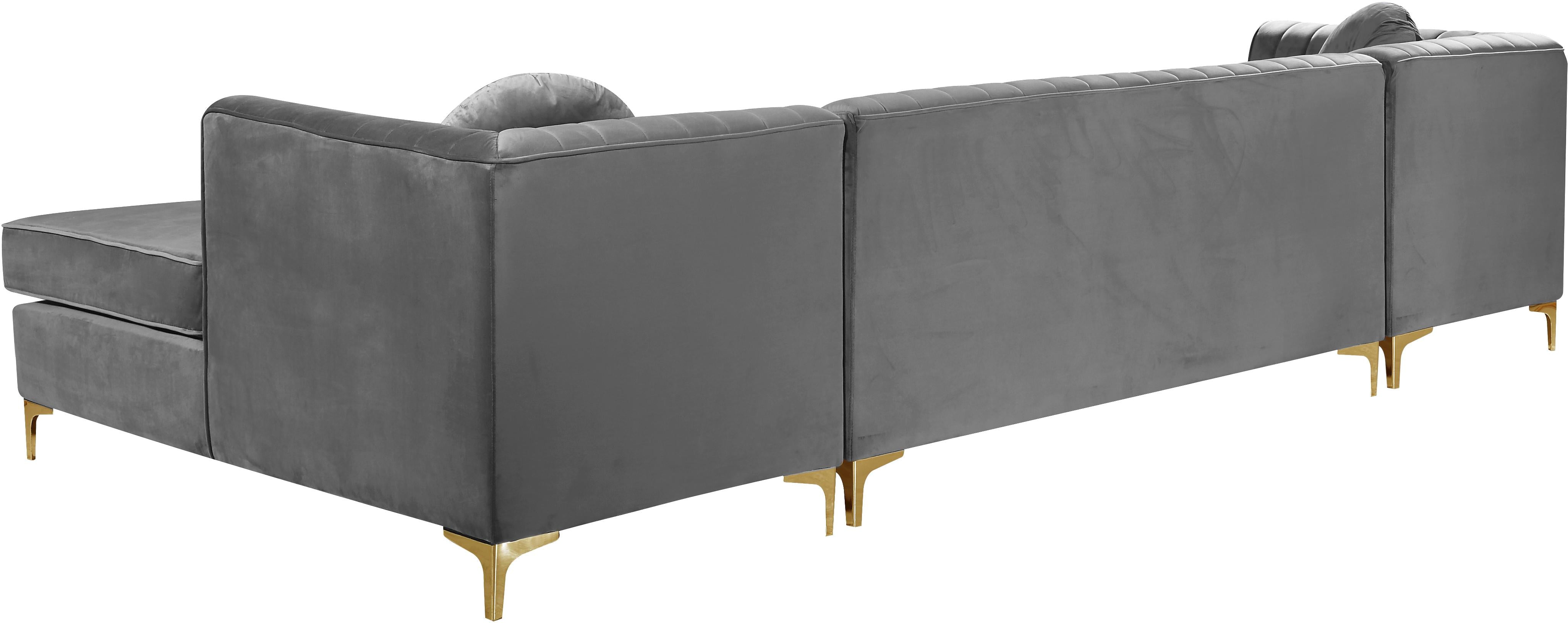 Graham Grey Velvet 3pc. Sectional - Luxury Home Furniture (MI)