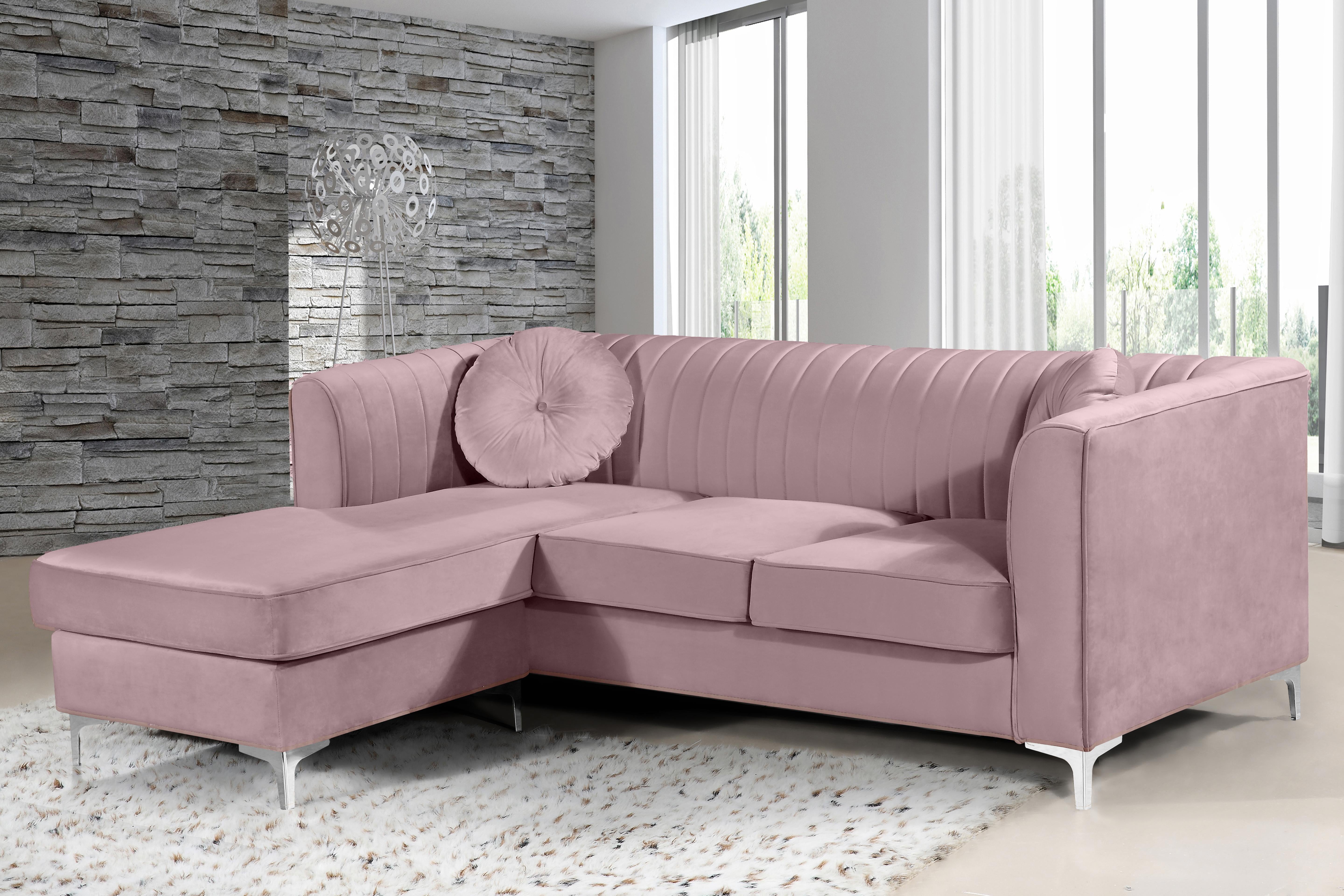 Eliana Pink Velvet 2pc. Reversible Sectional - Luxury Home Furniture (MI)
