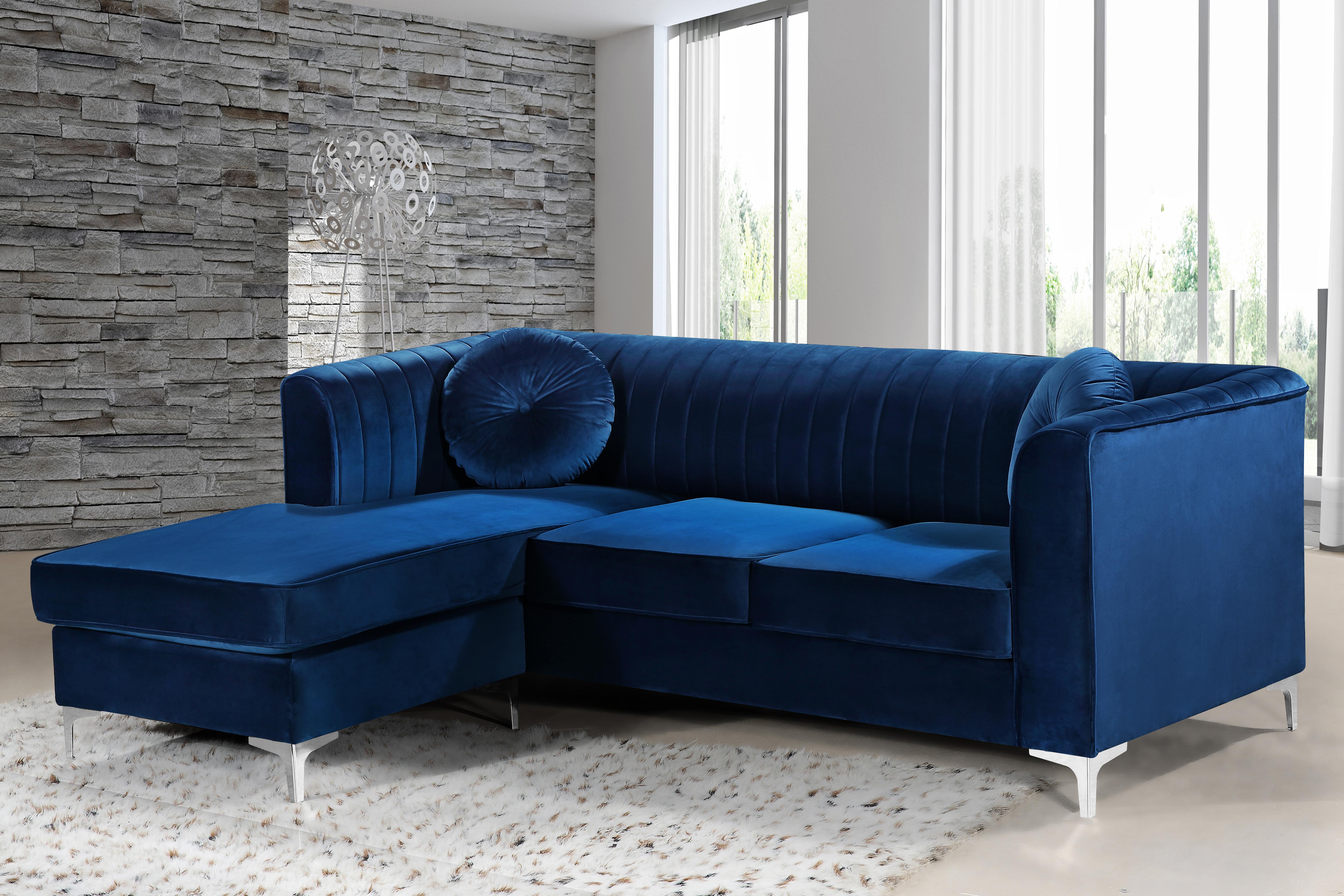 Eliana Navy Velvet 2pc. Reversible Sectional - Luxury Home Furniture (MI)