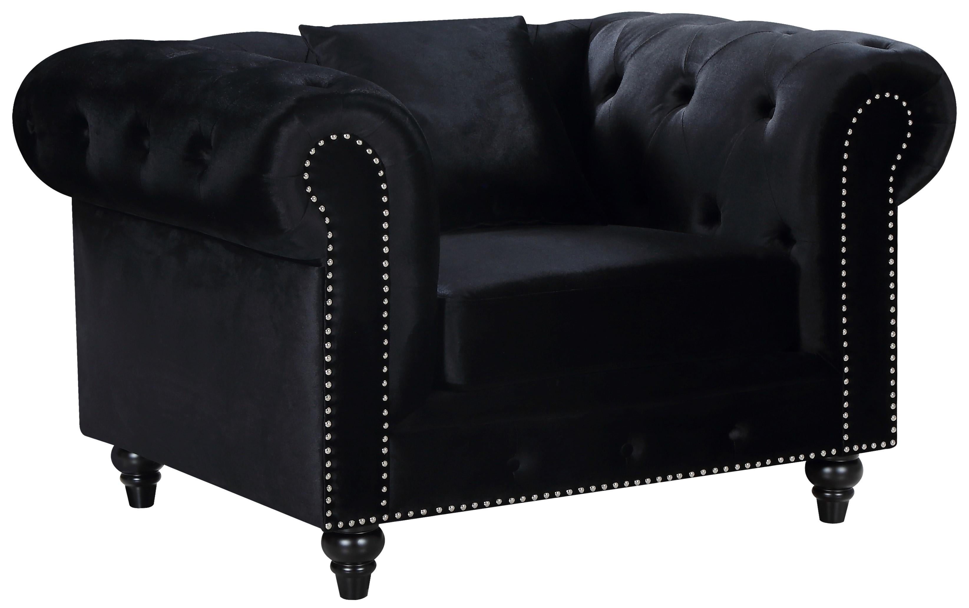 Chesterfield Black Velvet Chair - Luxury Home Furniture (MI)