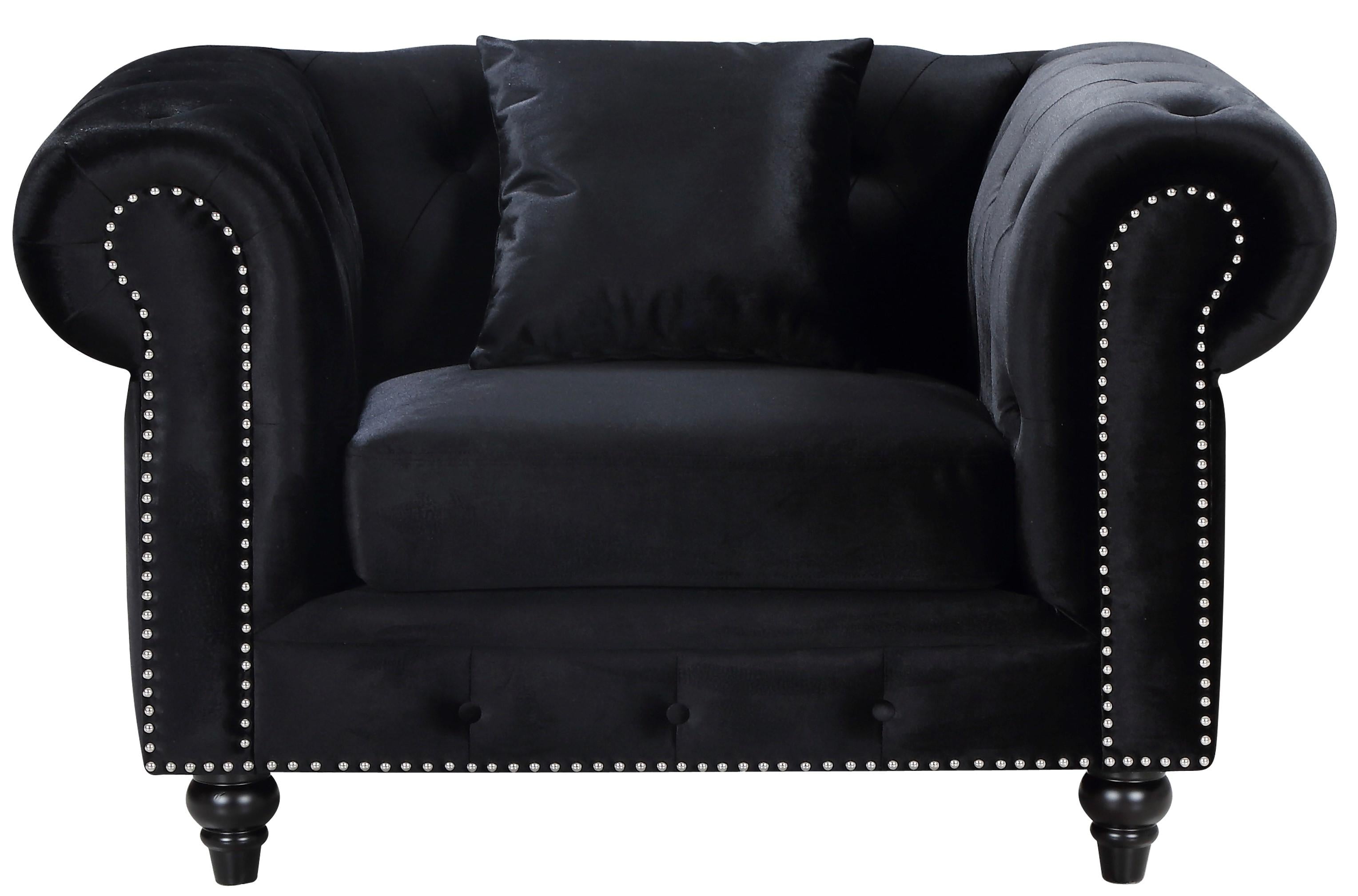Chesterfield Black Velvet Chair - Luxury Home Furniture (MI)