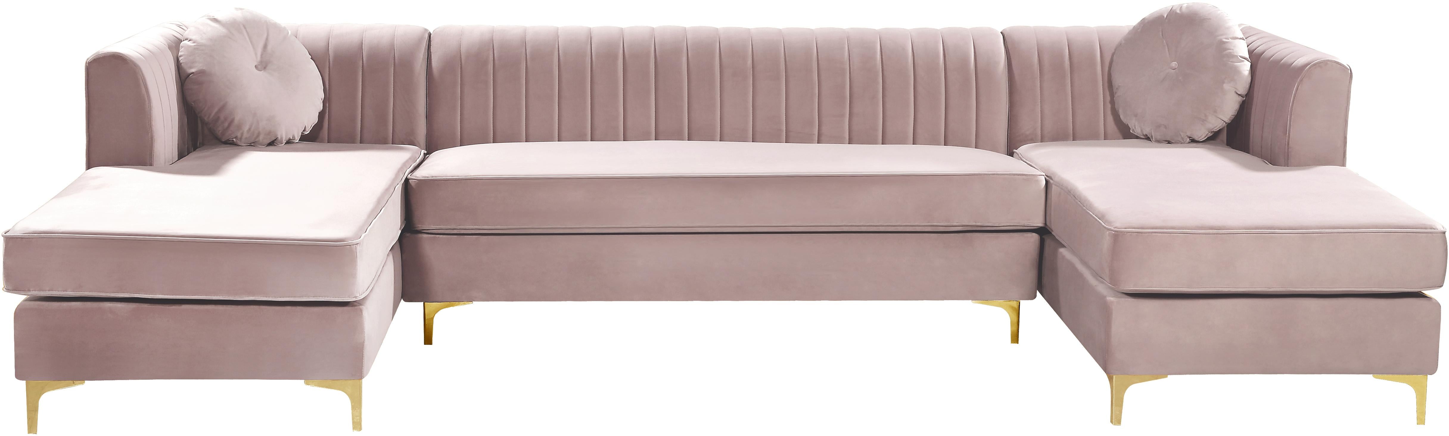 Graham Pink Velvet 3pc. Sectional - Luxury Home Furniture (MI)