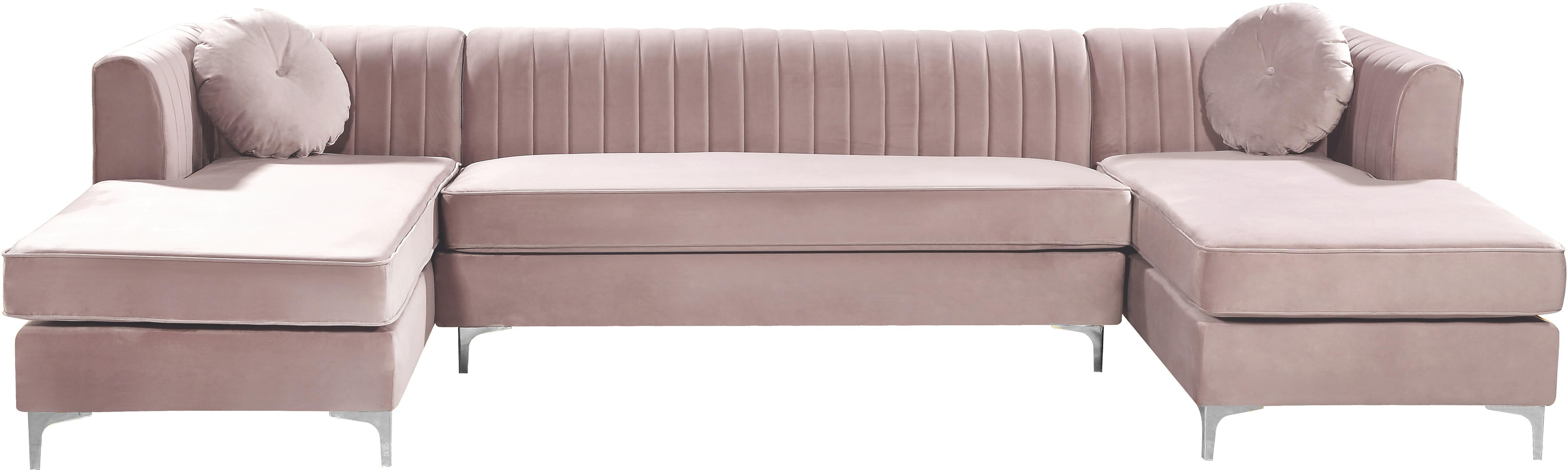 Graham Pink Velvet 3pc. Sectional - Luxury Home Furniture (MI)
