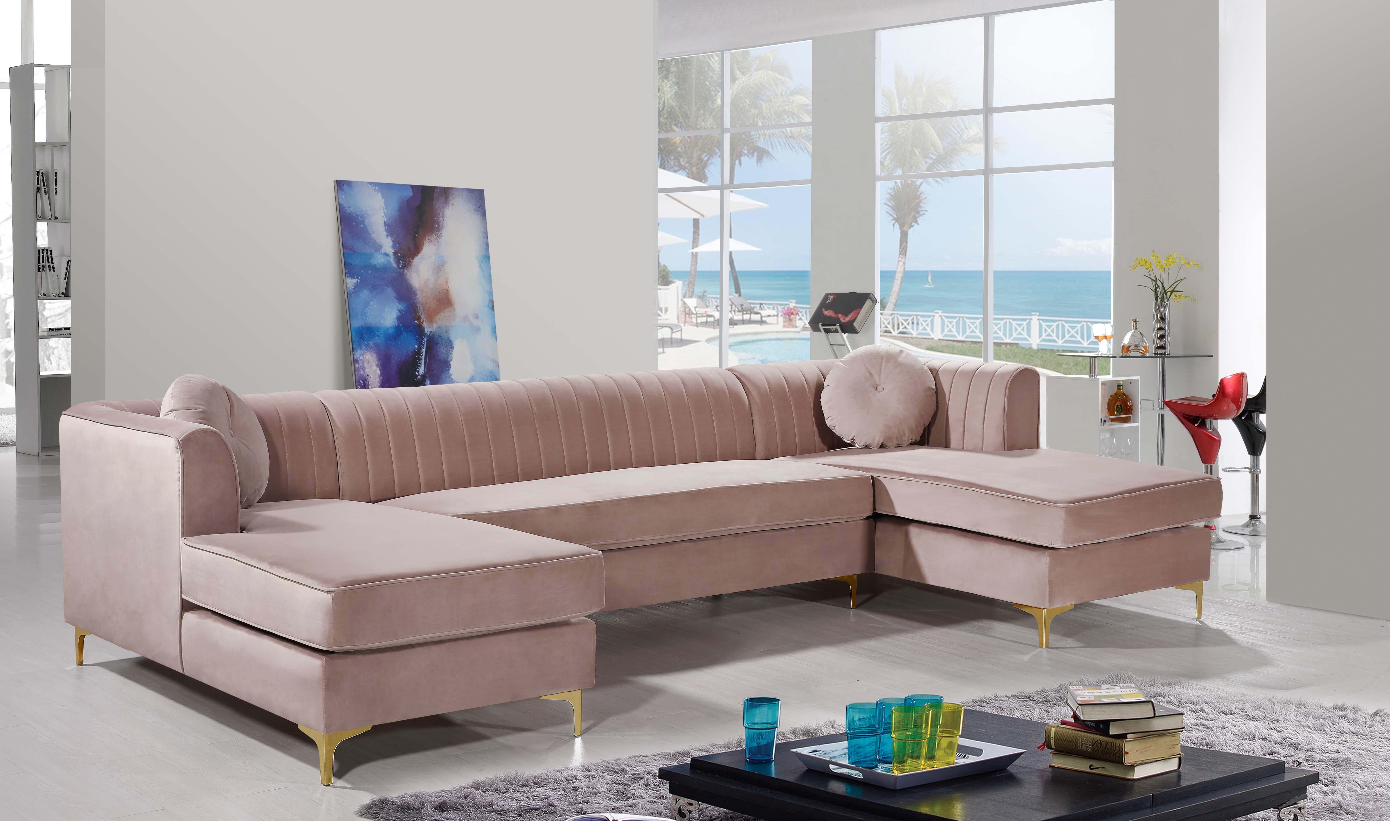 Graham Pink Velvet 3pc. Sectional - Luxury Home Furniture (MI)