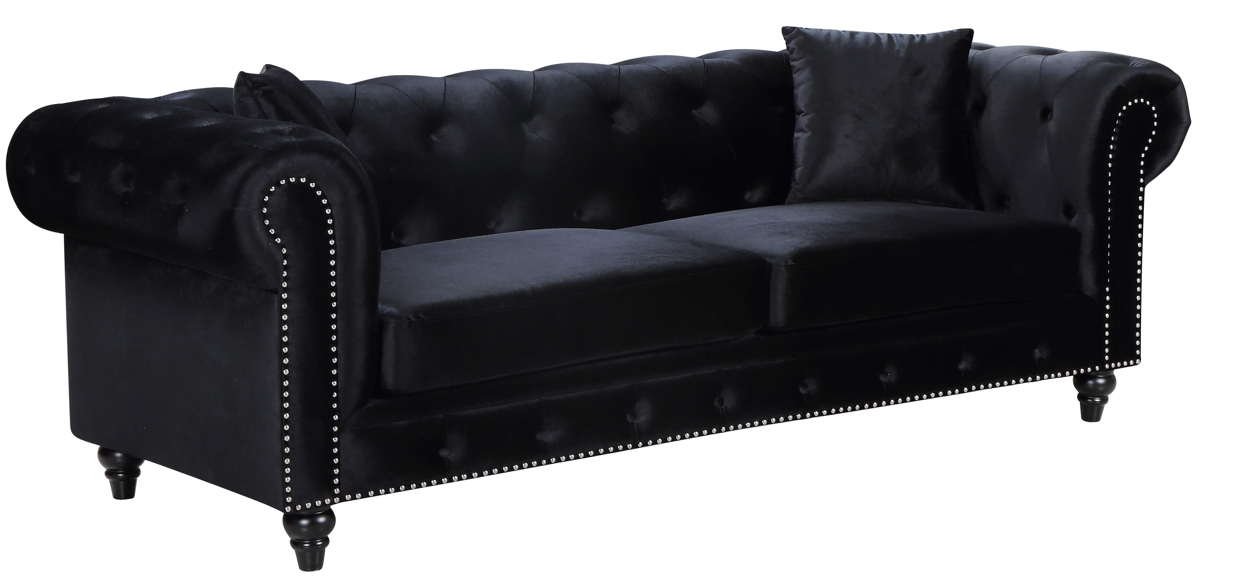 Chesterfield Black Velvet Sofa - Luxury Home Furniture (MI)