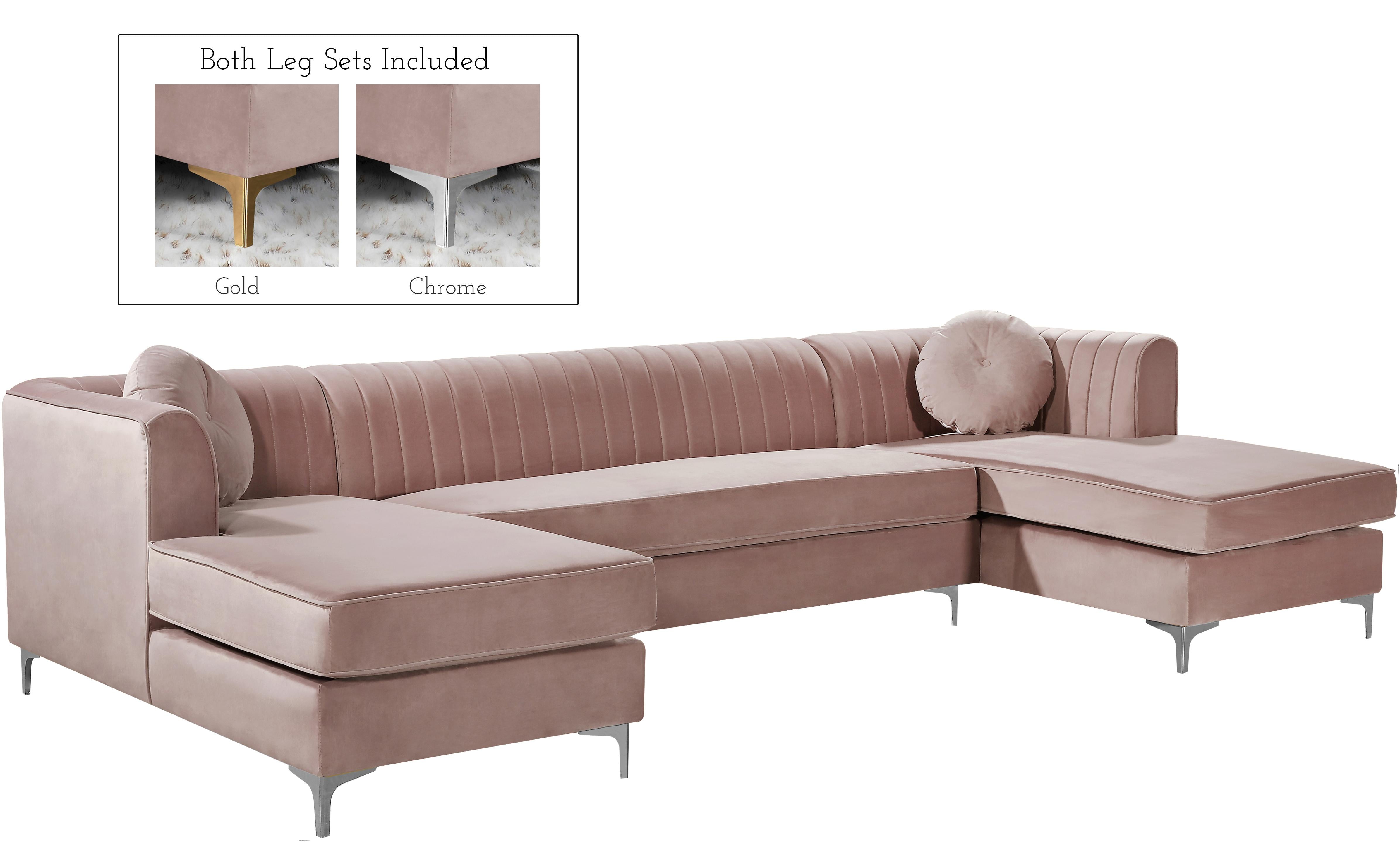 Graham Pink Velvet 3pc. Sectional - Luxury Home Furniture (MI)