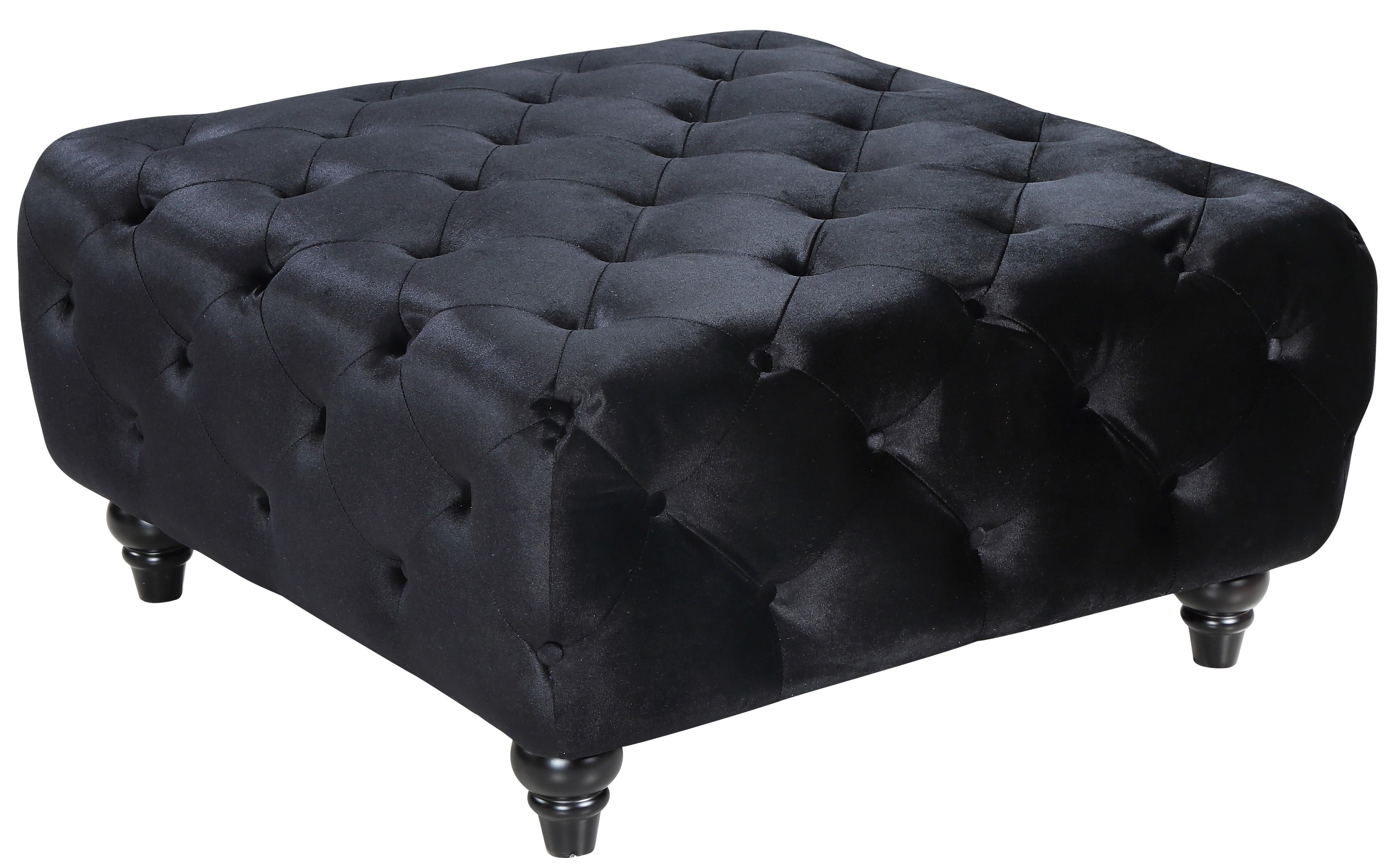 Chesterfield Black Velvet Ottoman - Luxury Home Furniture (MI)