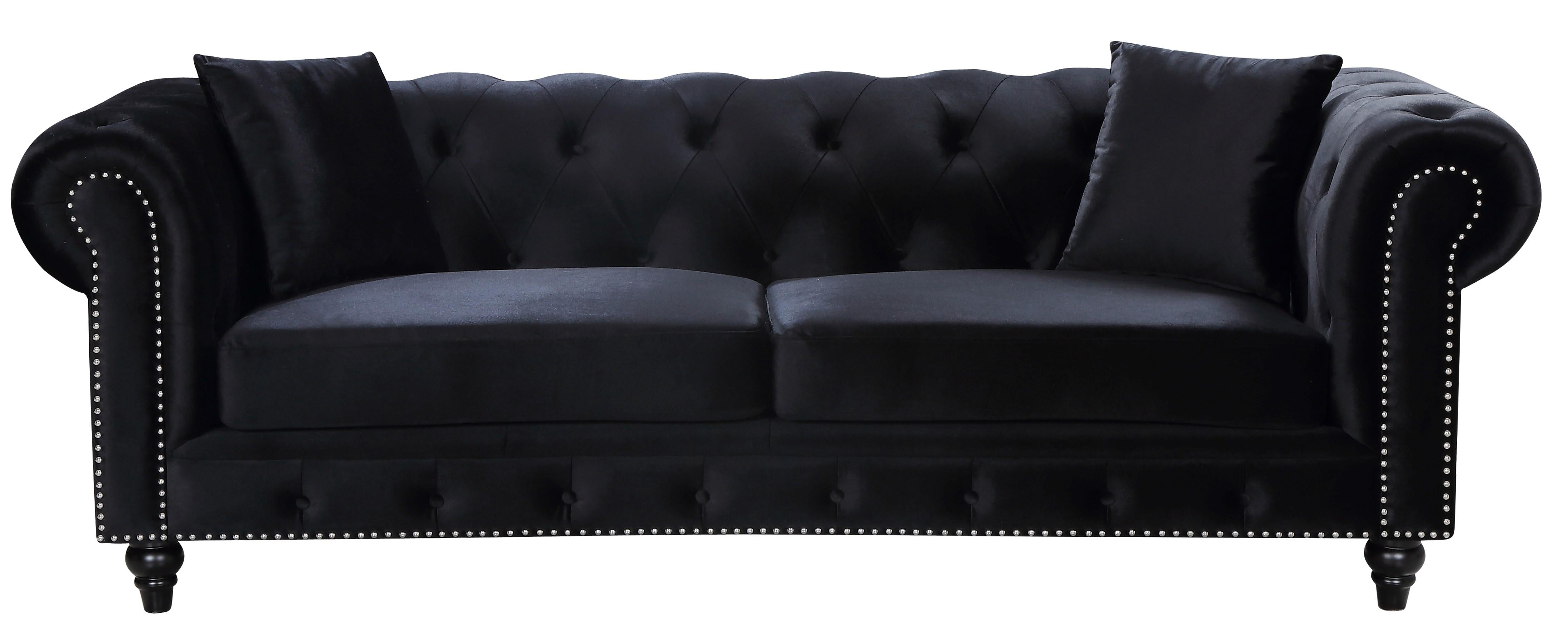 Chesterfield Black Velvet Sofa - Luxury Home Furniture (MI)