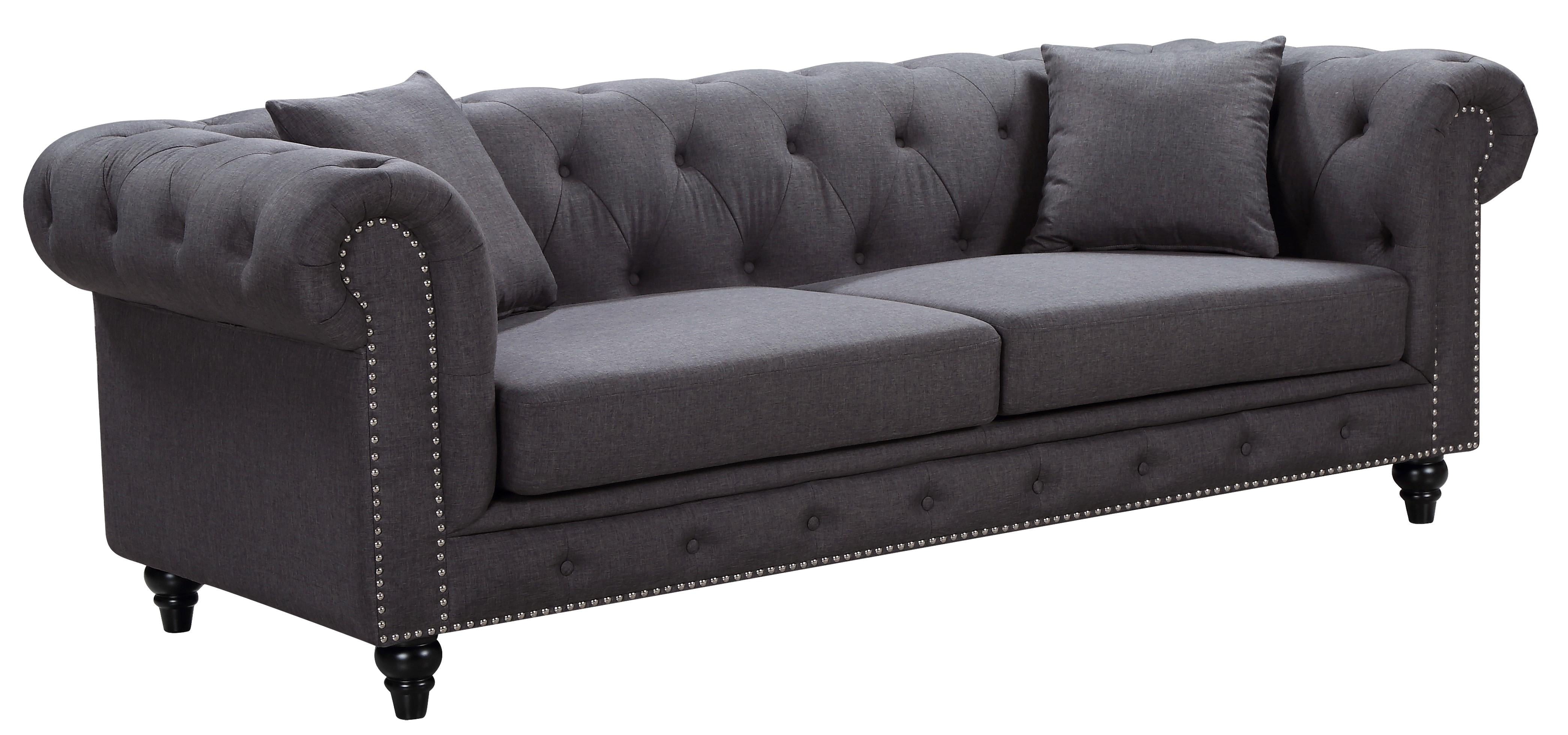 Chesterfield Grey Linen Sofa - Luxury Home Furniture (MI)