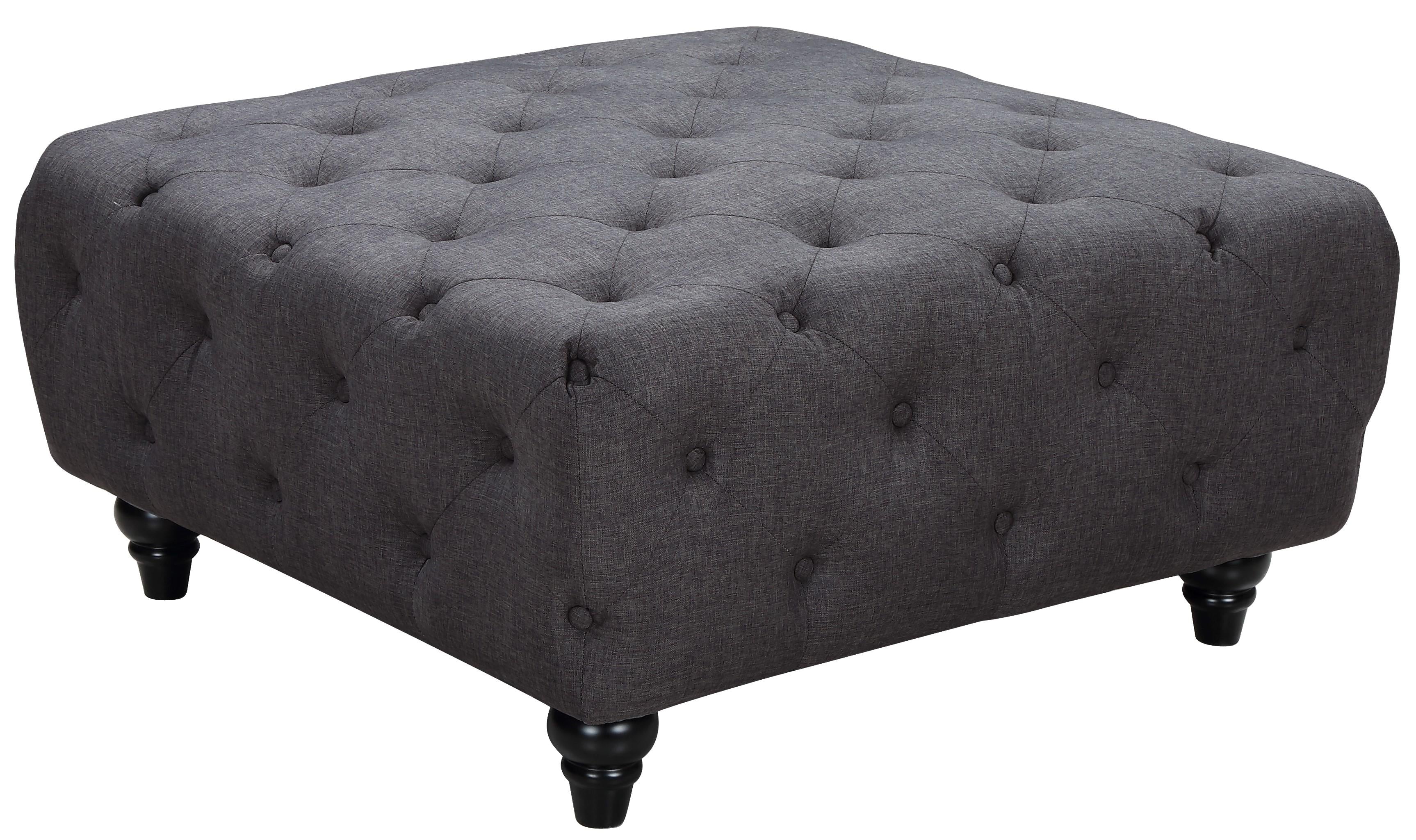 Chesterfield Grey Linen Ottoman - Luxury Home Furniture (MI)