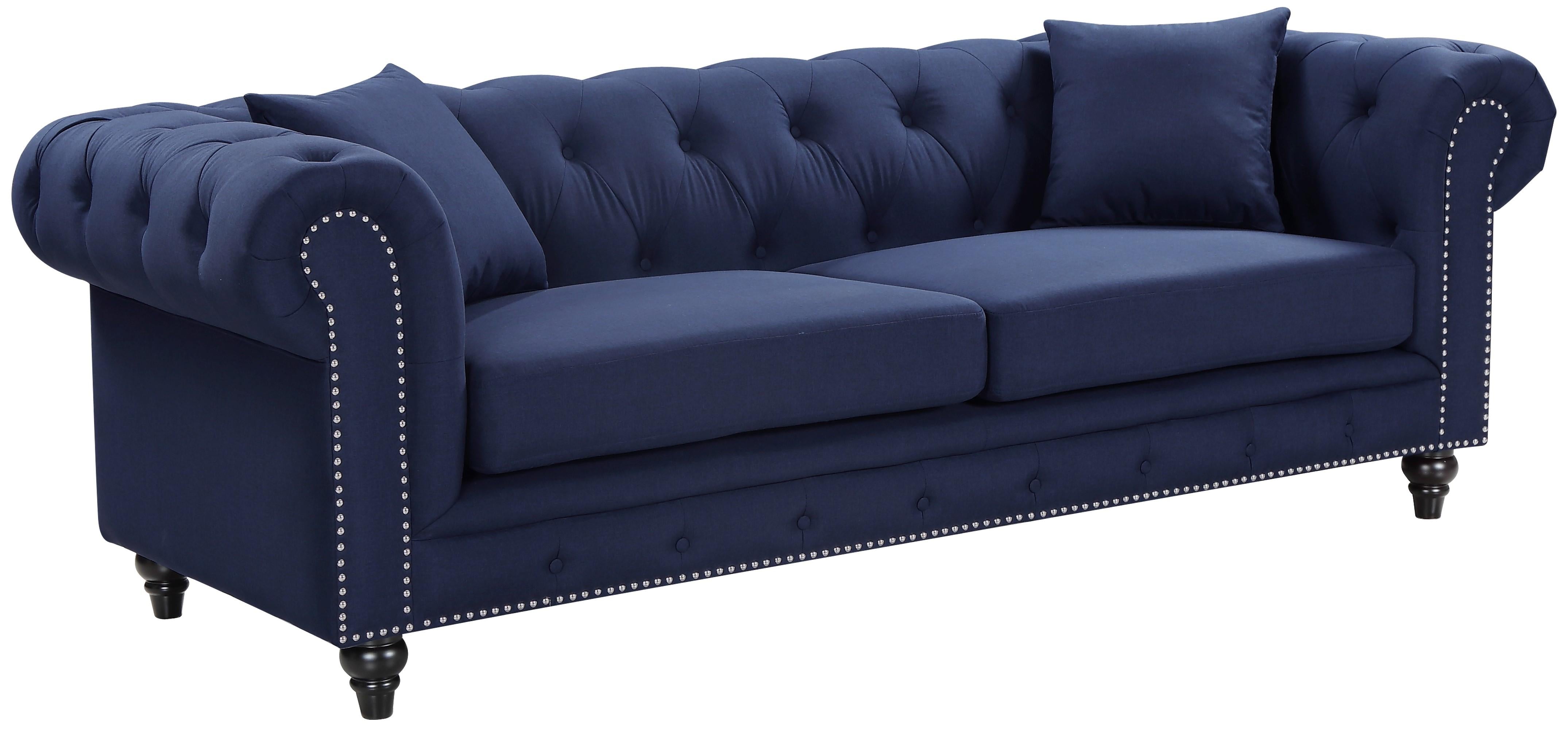 Chesterfield Navy Linen Sofa - Luxury Home Furniture (MI)