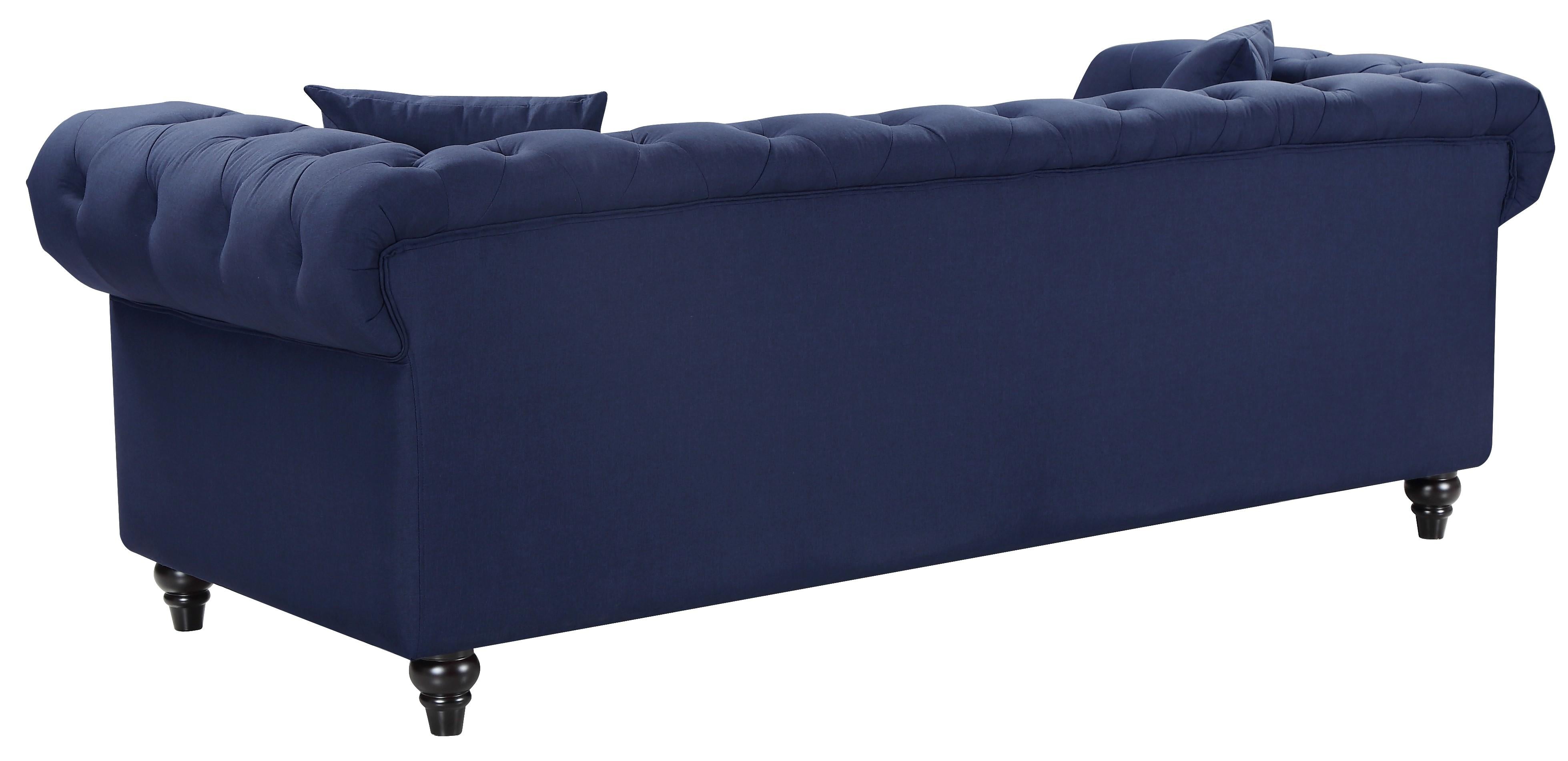 Chesterfield Navy Linen Loveseat - Luxury Home Furniture (MI)