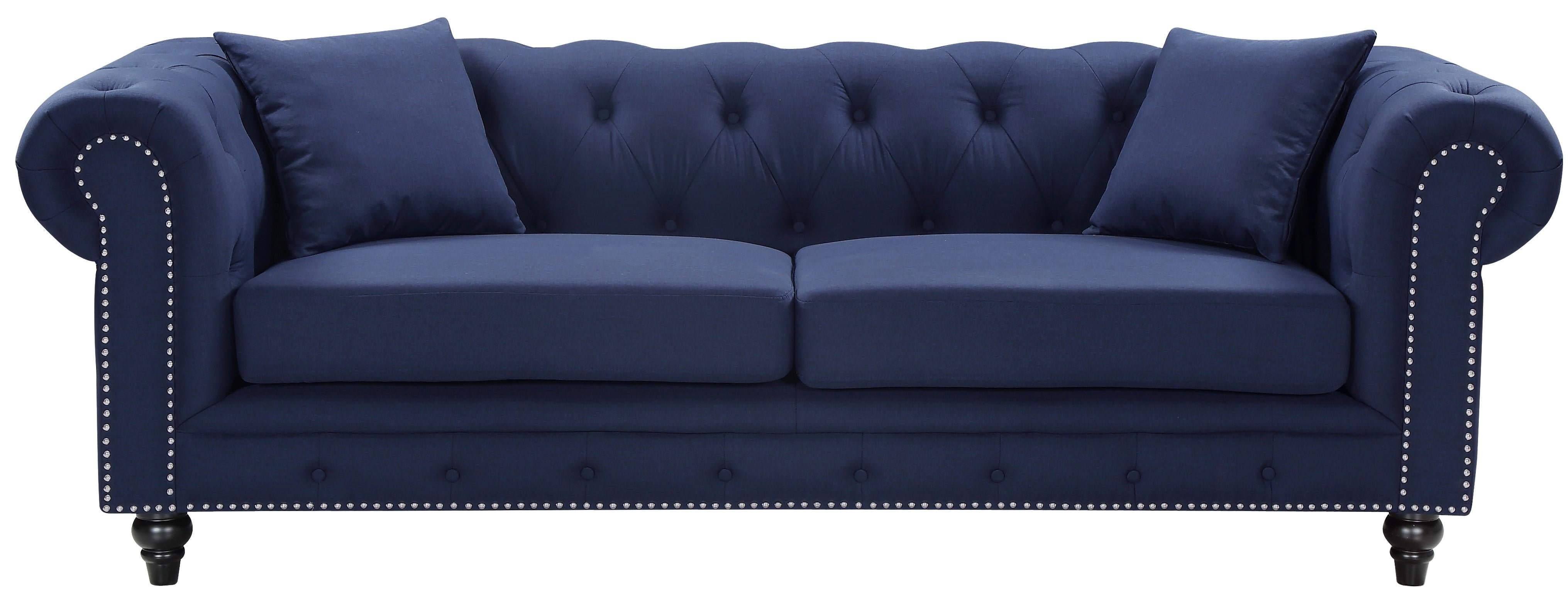 Chesterfield Navy Linen Sofa - Luxury Home Furniture (MI)