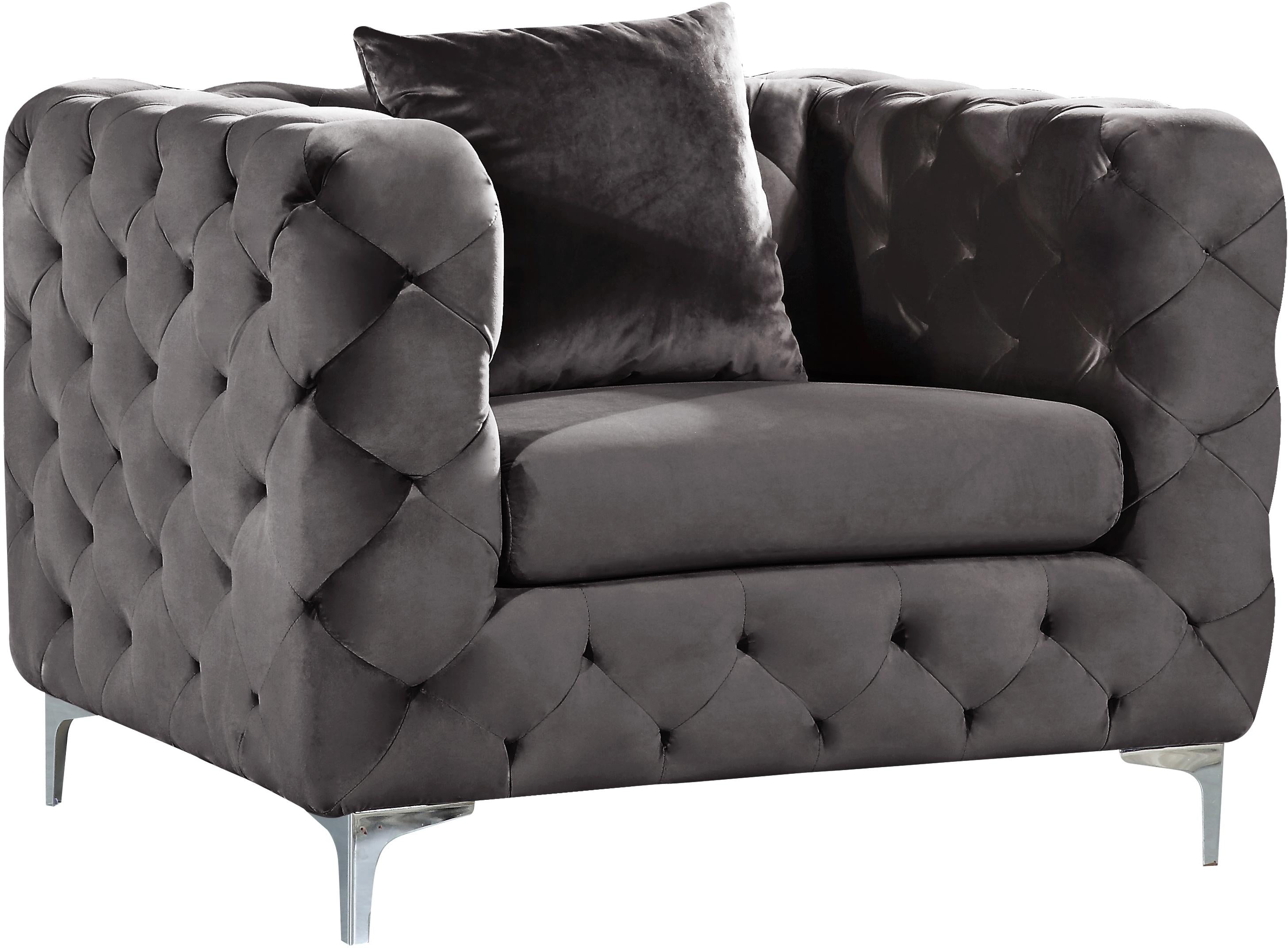Scarlett Grey Velvet Chair - Luxury Home Furniture (MI)