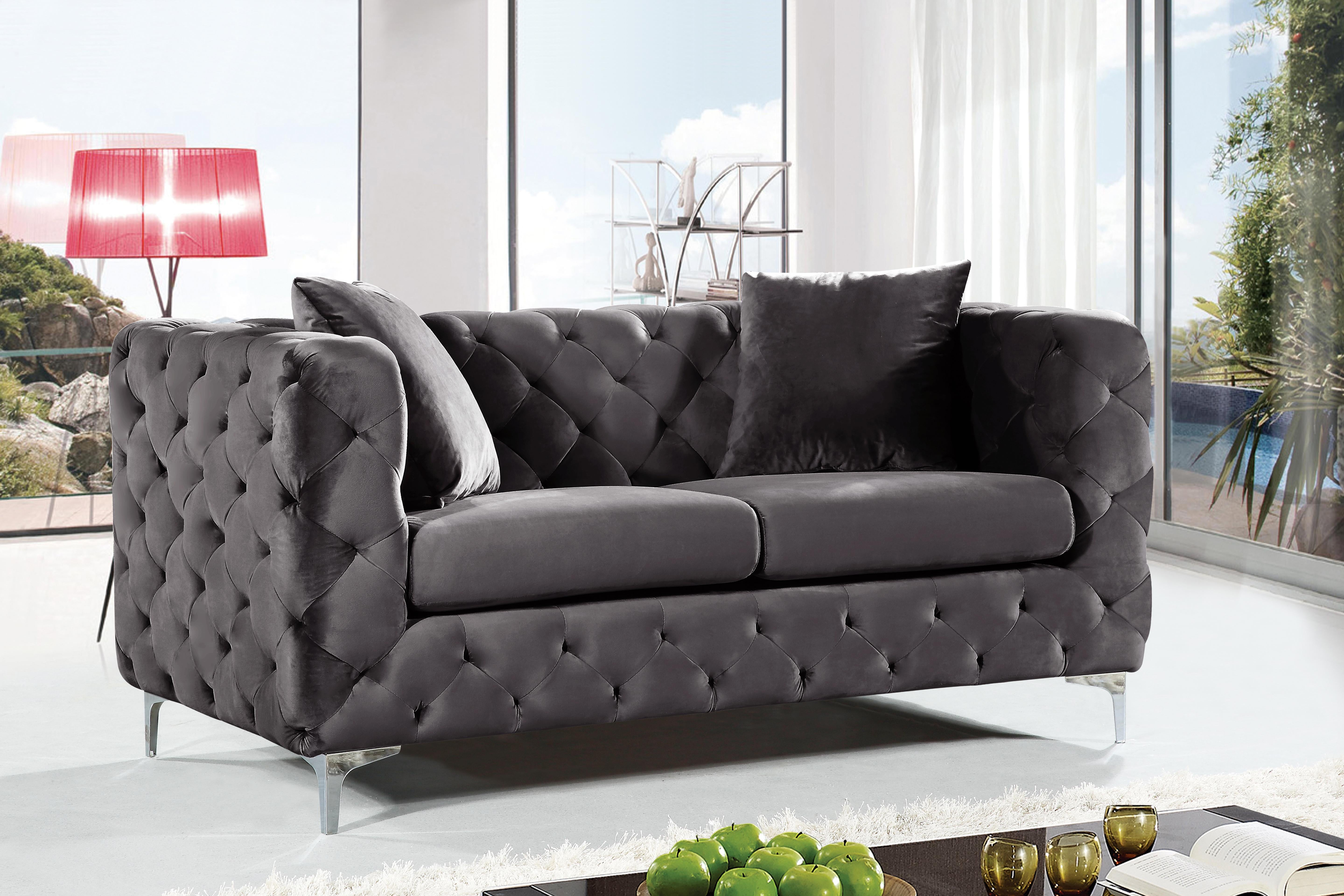 Scarlett Grey Velvet Loveseat - Luxury Home Furniture (MI)