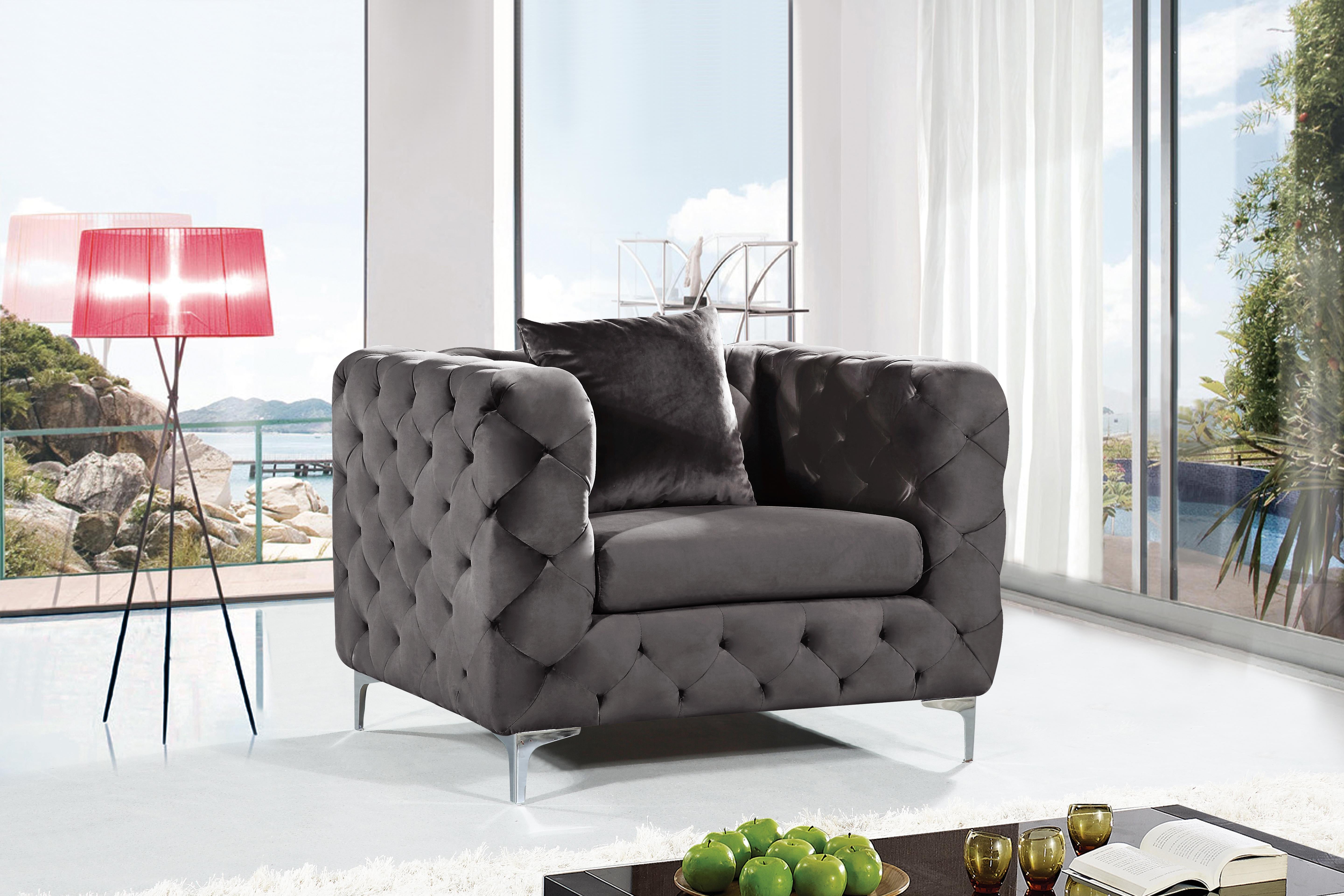 Scarlett Grey Velvet Chair - Luxury Home Furniture (MI)