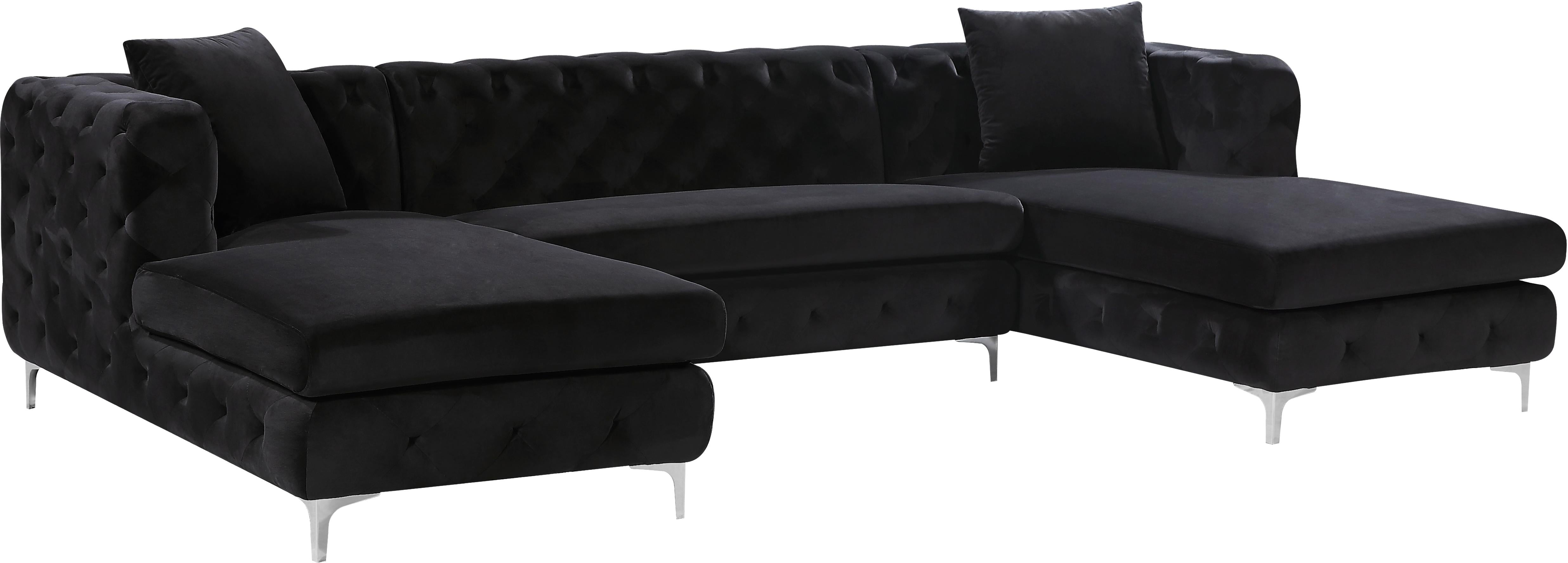 Gail Black Velvet 3pc. Sectional - Luxury Home Furniture (MI)
