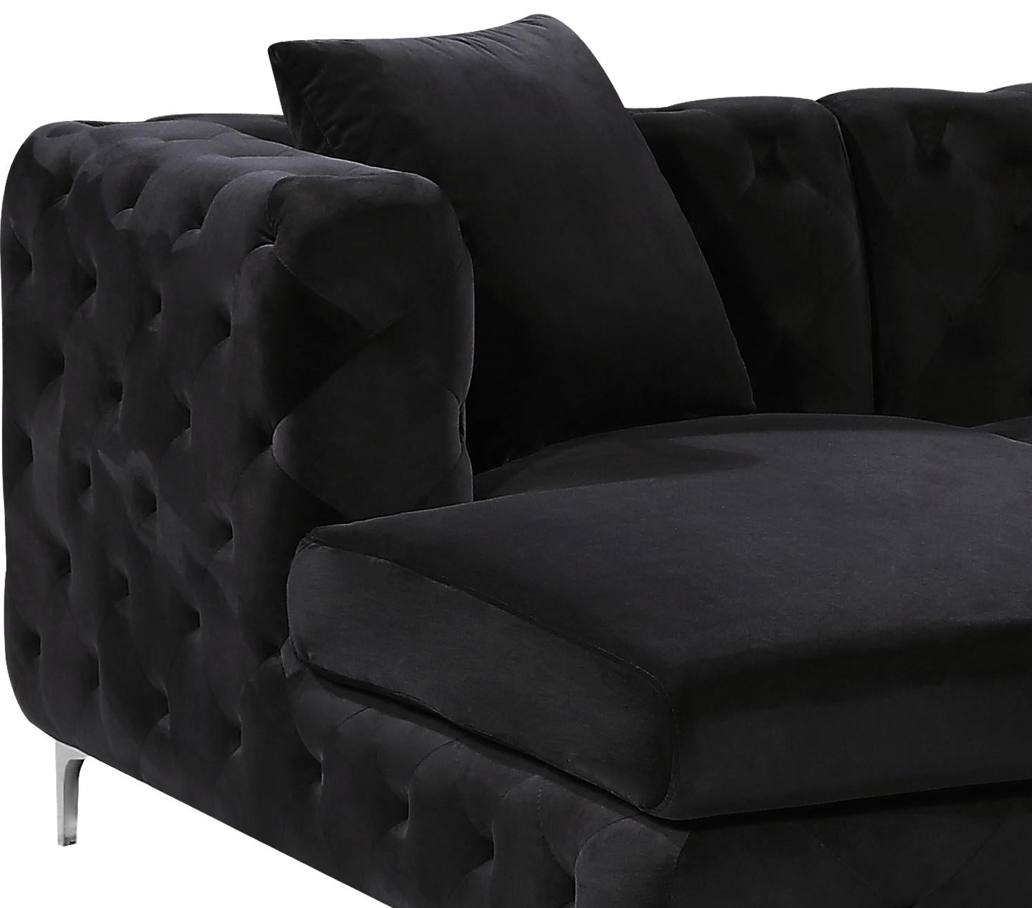 Gail Black Velvet 3pc. Sectional - Luxury Home Furniture (MI)