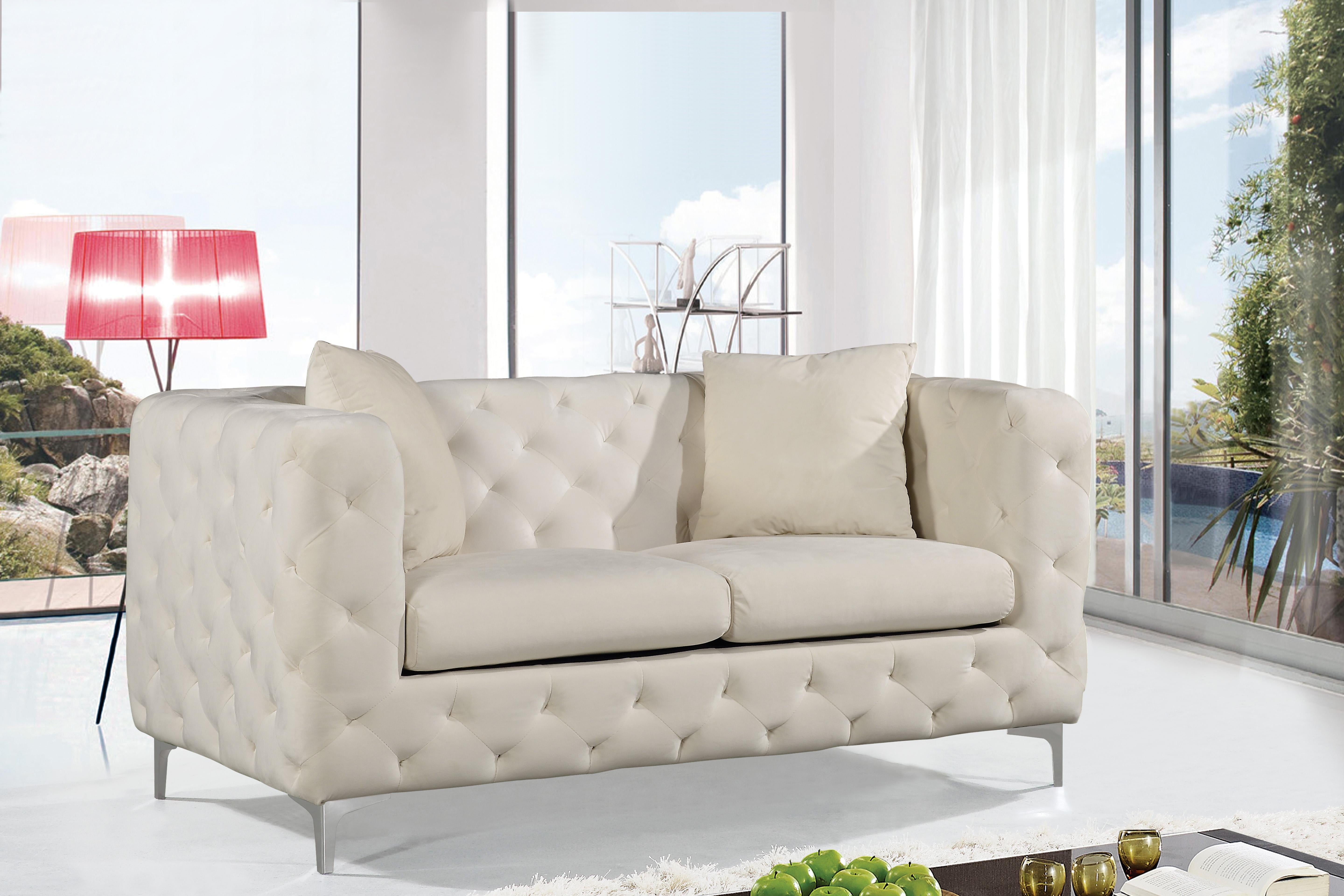 Scarlett Cream Velvet Loveseat - Luxury Home Furniture (MI)