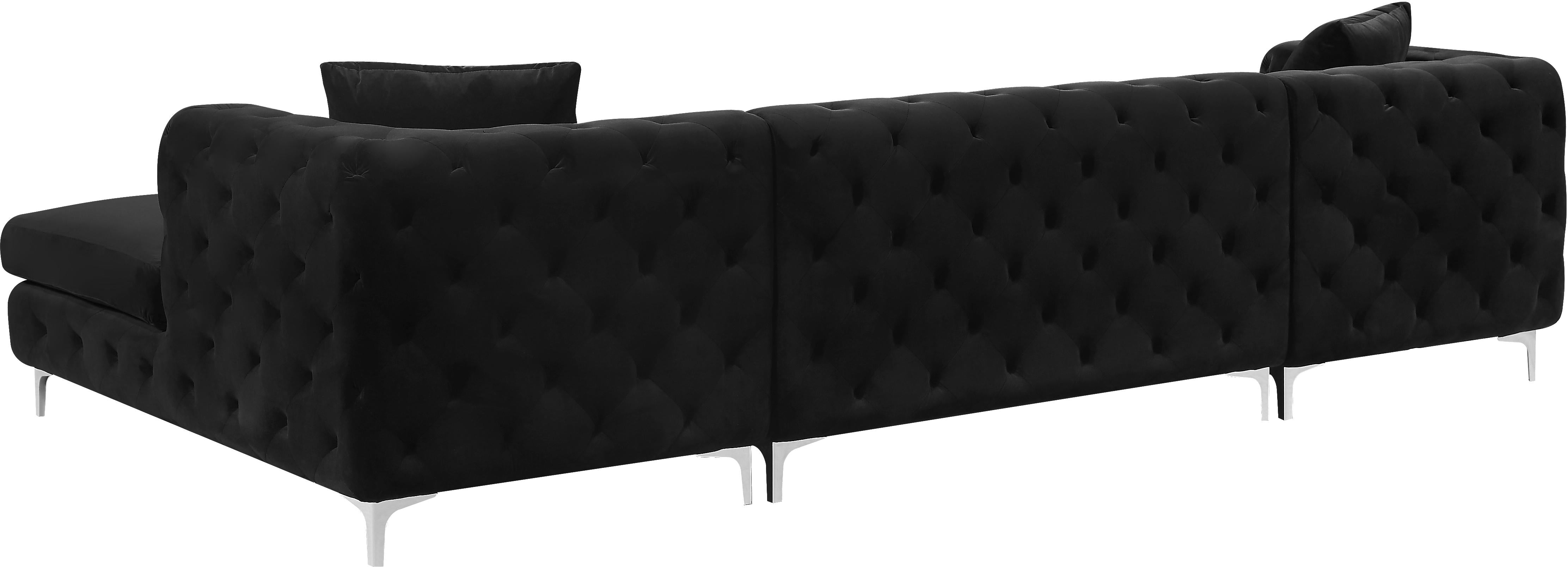 Gail Black Velvet 3pc. Sectional - Luxury Home Furniture (MI)