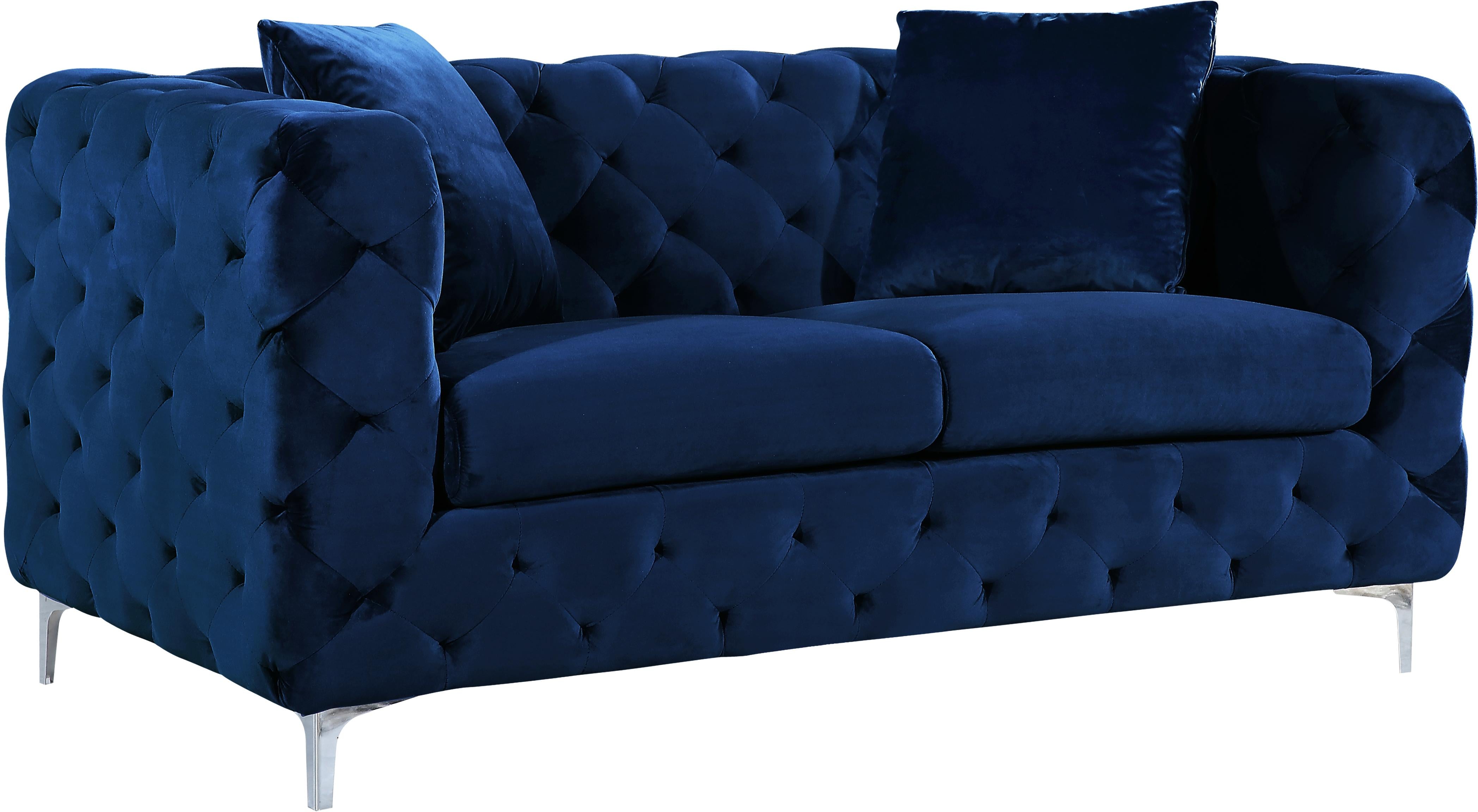 Scarlett Navy Velvet Loveseat - Luxury Home Furniture (MI)