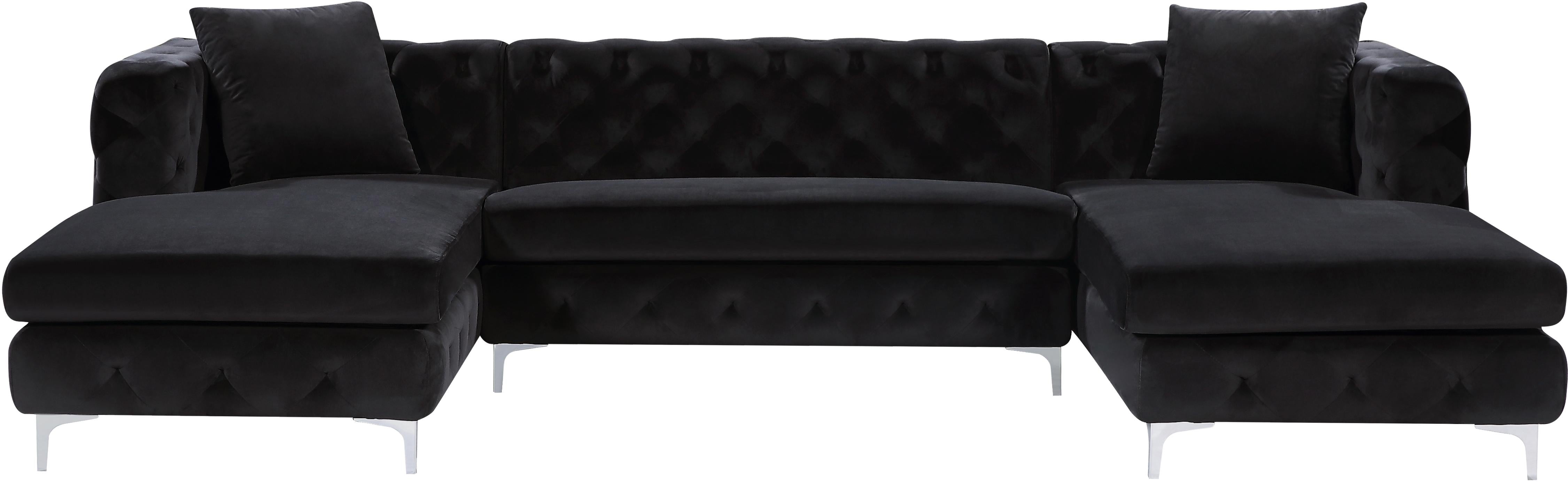 Gail Black Velvet 3pc. Sectional - Luxury Home Furniture (MI)