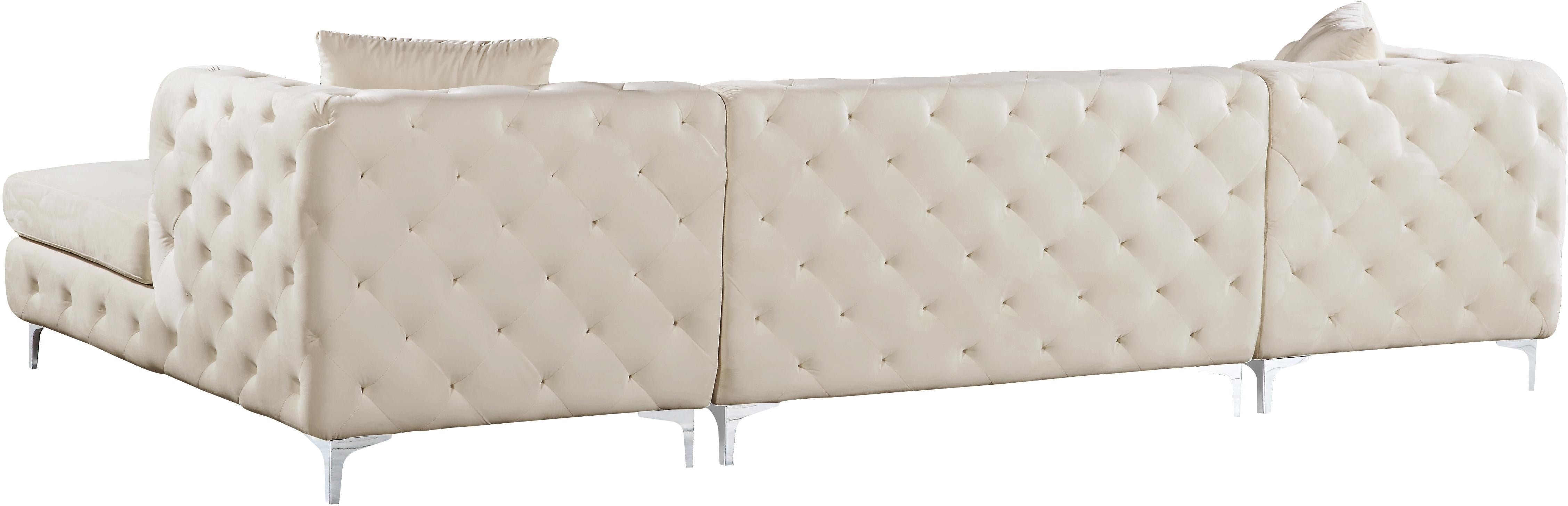 Gail Cream Velvet 3pc. Sectional - Luxury Home Furniture (MI)