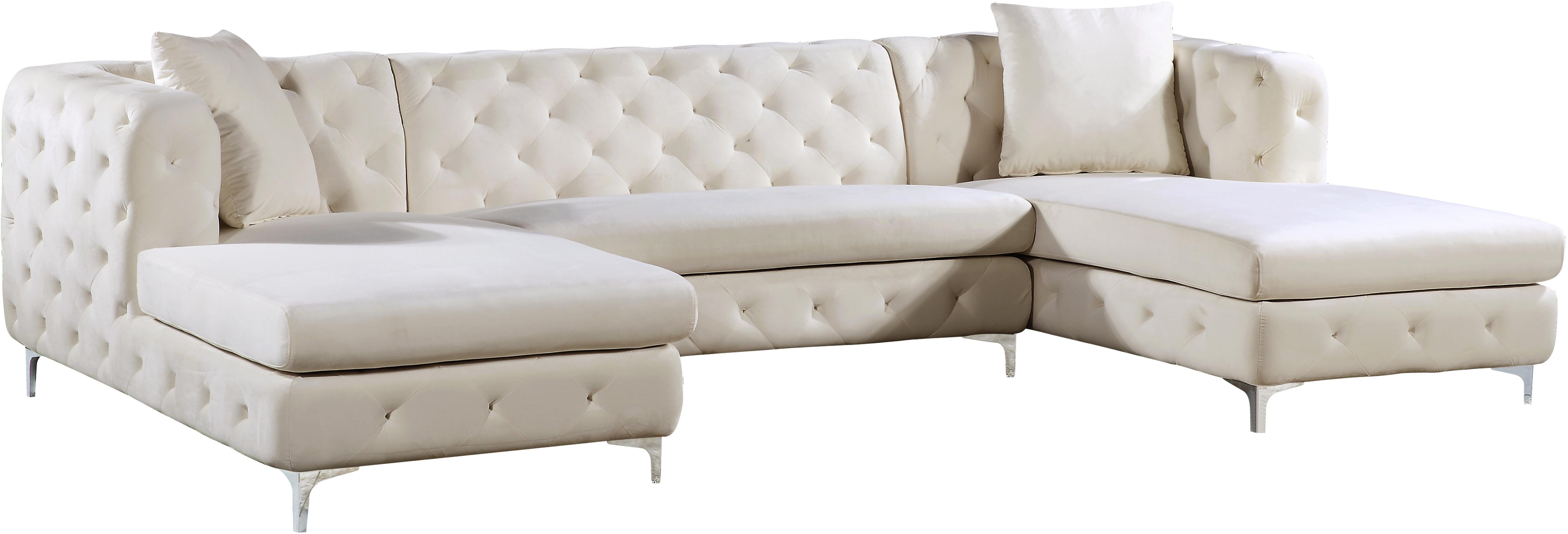 Gail Cream Velvet 3pc. Sectional - Luxury Home Furniture (MI)