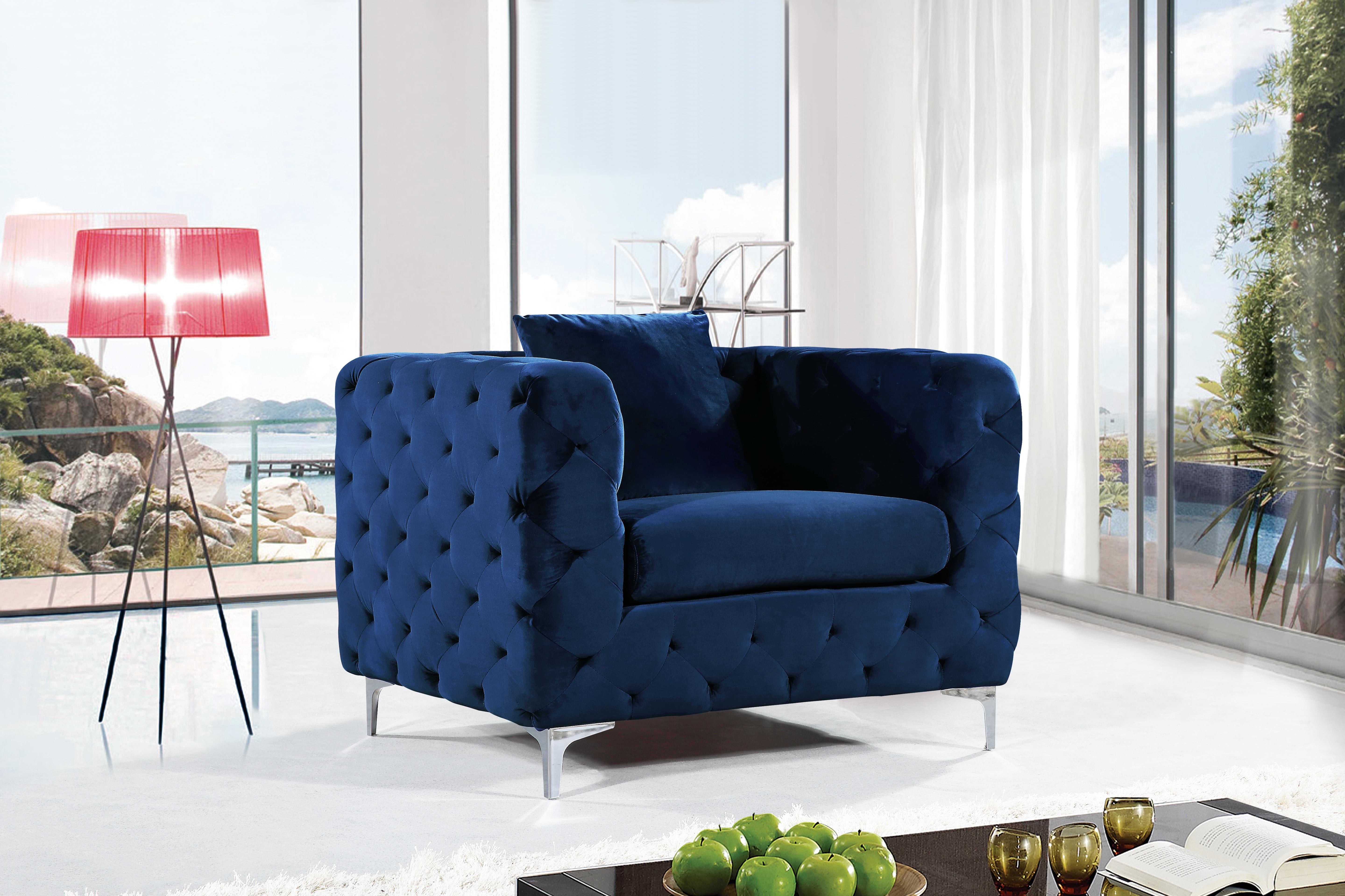 Scarlett Navy Velvet Chair - Luxury Home Furniture (MI)