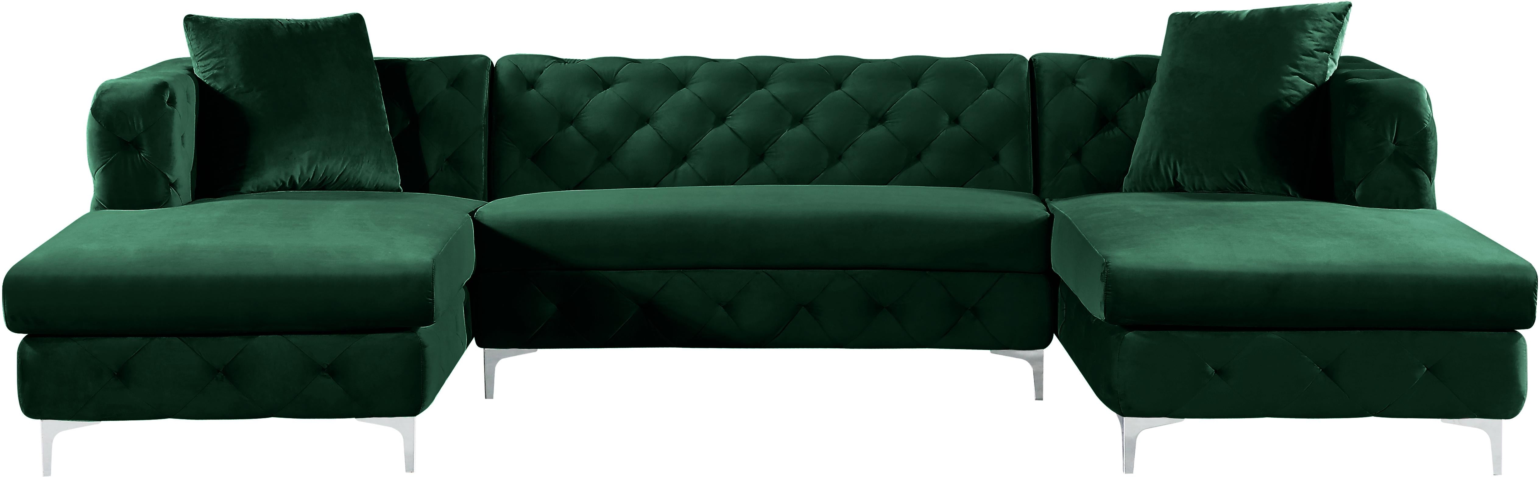 Gail Green Velvet 3pc. Sectional - Luxury Home Furniture (MI)