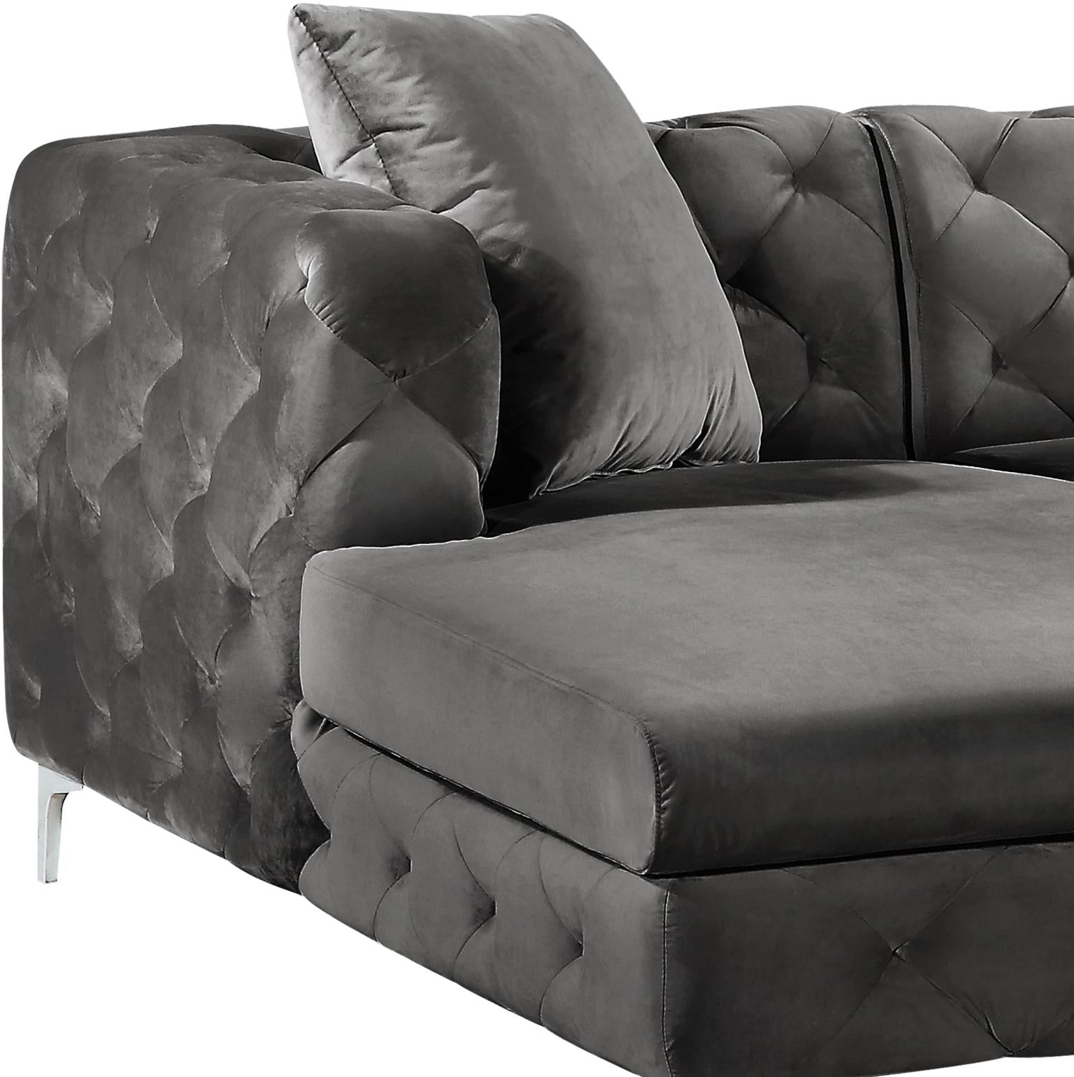 Gail Grey Velvet 3pc. Sectional - Luxury Home Furniture (MI)