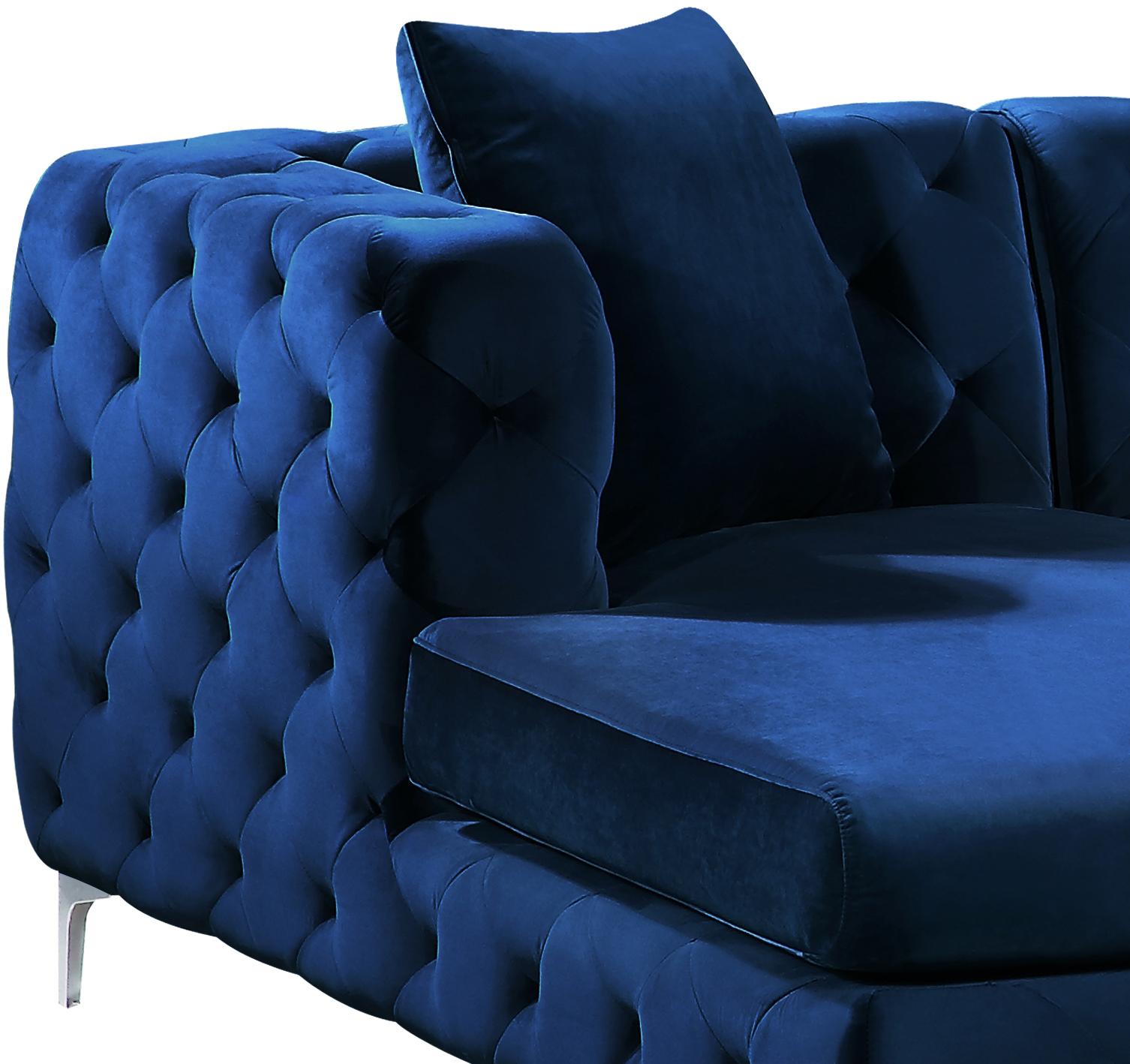 Gail Navy Velvet 3pc. Sectional - Luxury Home Furniture (MI)