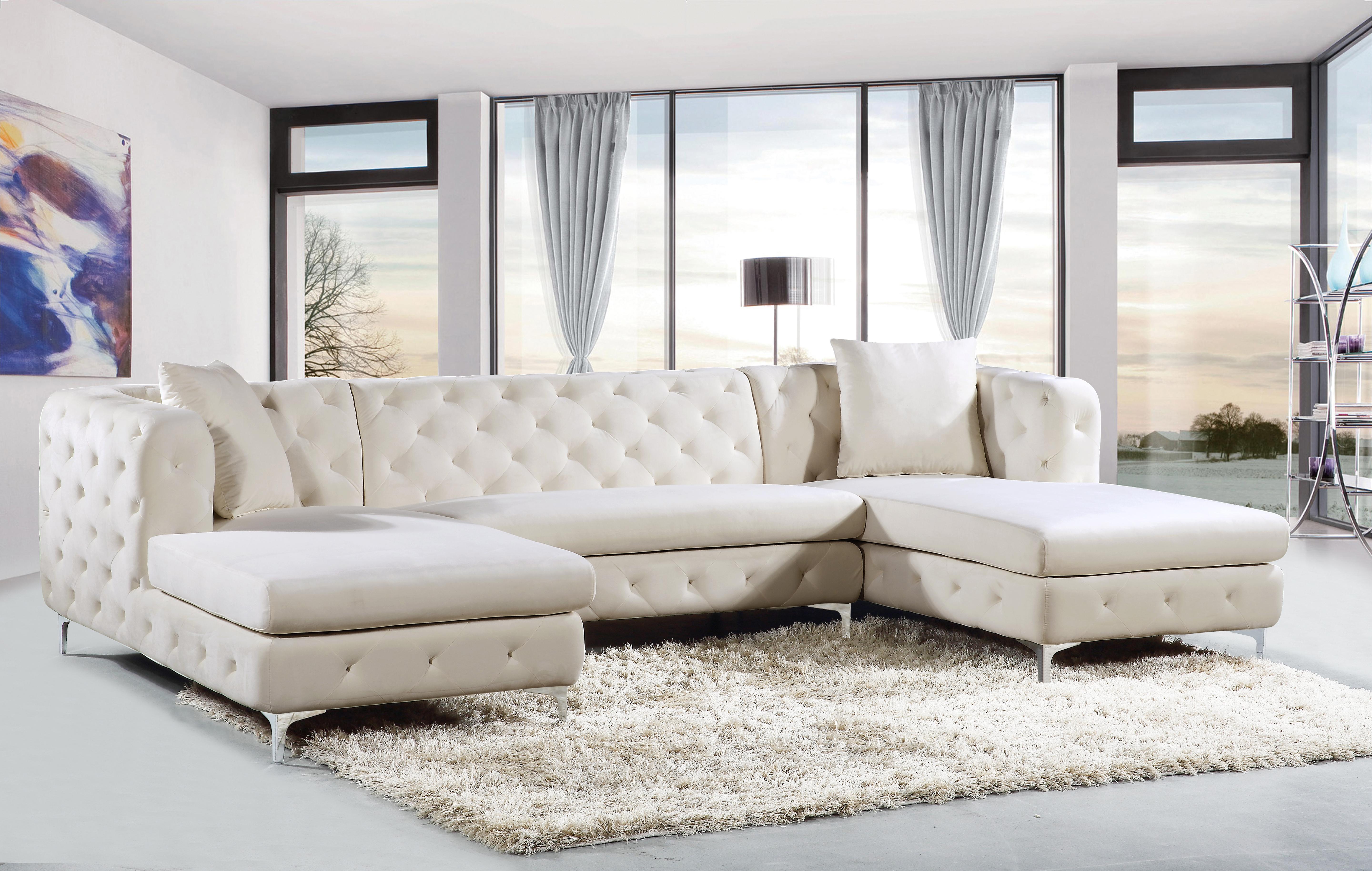 Gail Cream Velvet 3pc. Sectional - Luxury Home Furniture (MI)
