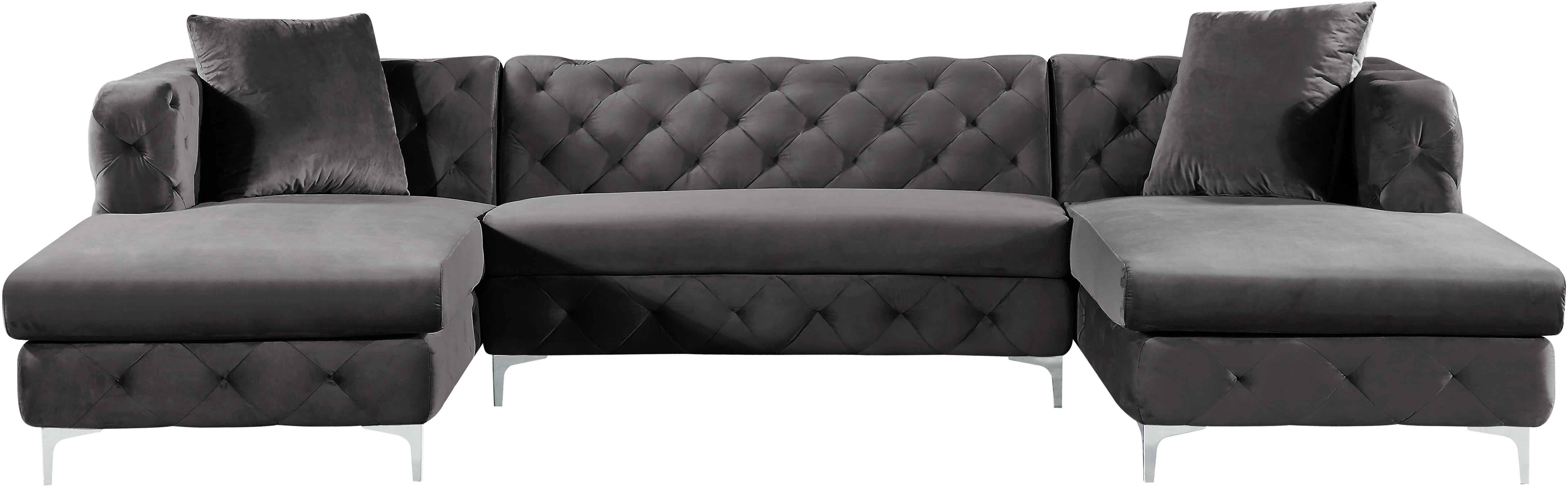 Gail Grey Velvet 3pc. Sectional - Luxury Home Furniture (MI)