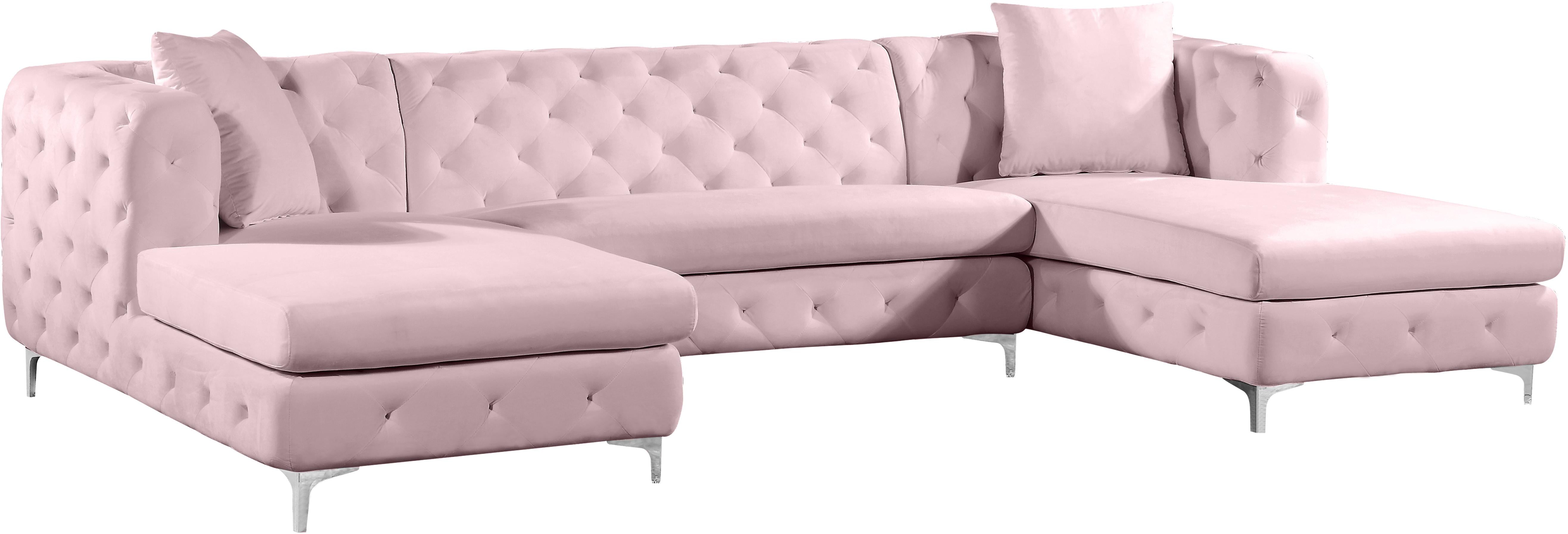 Gail Pink Velvet 3pc. Sectional - Luxury Home Furniture (MI)