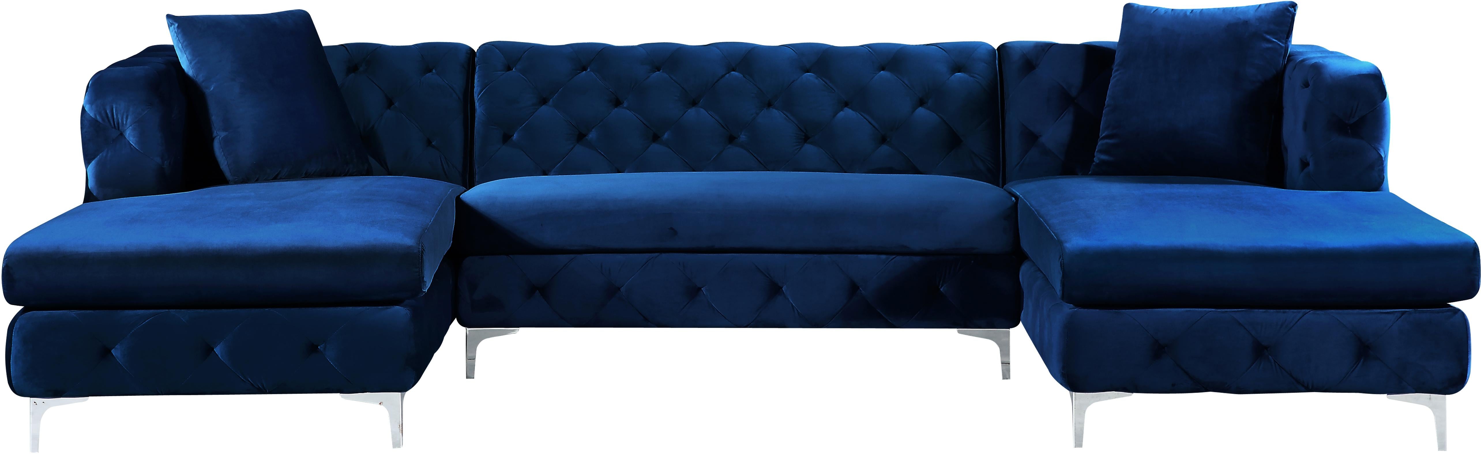 Gail Navy Velvet 3pc. Sectional - Luxury Home Furniture (MI)