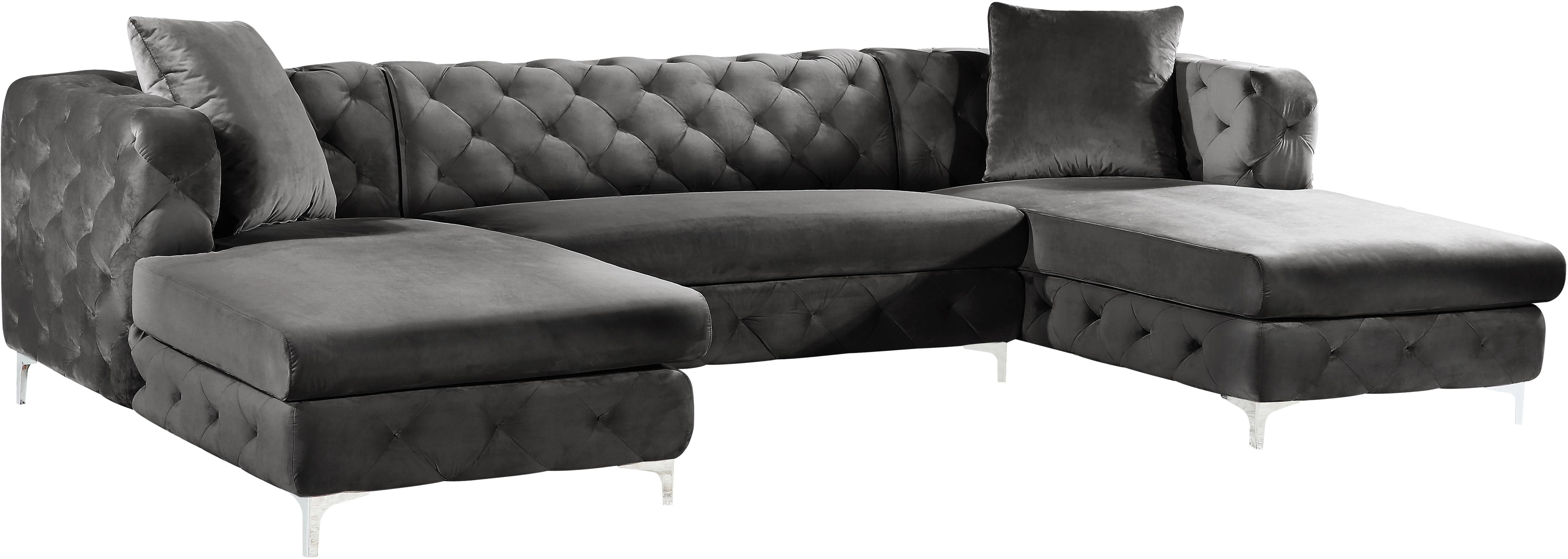 Gail Grey Velvet 3pc. Sectional - Luxury Home Furniture (MI)