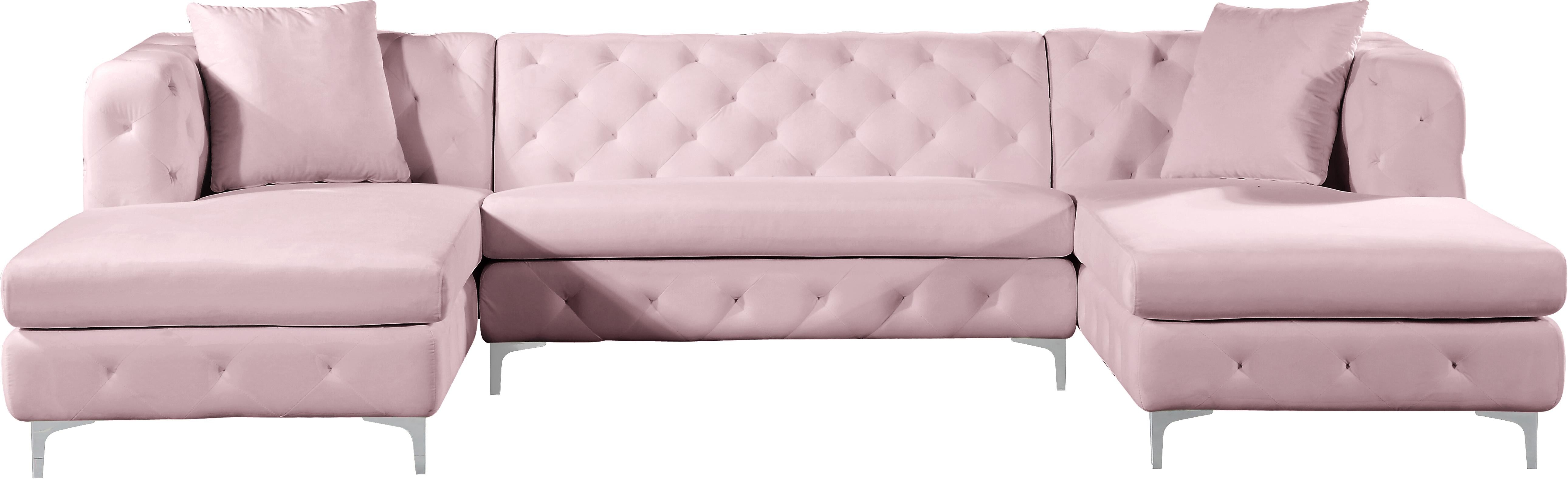 Gail Pink Velvet 3pc. Sectional - Luxury Home Furniture (MI)