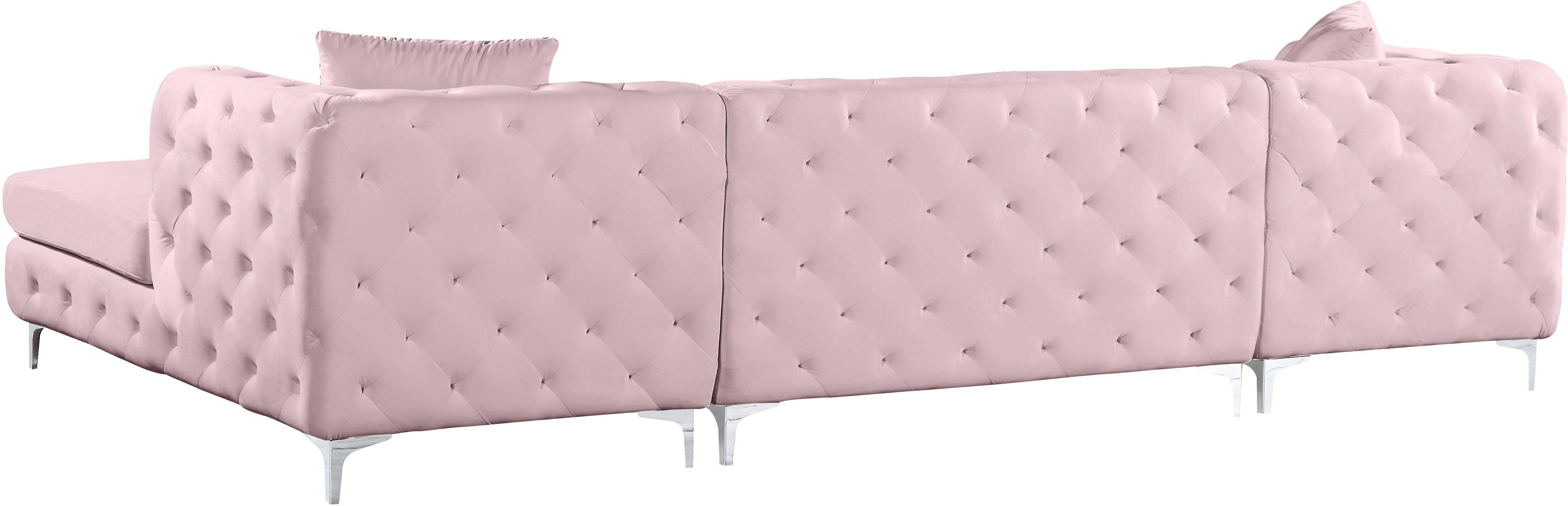 Gail Pink Velvet 3pc. Sectional - Luxury Home Furniture (MI)