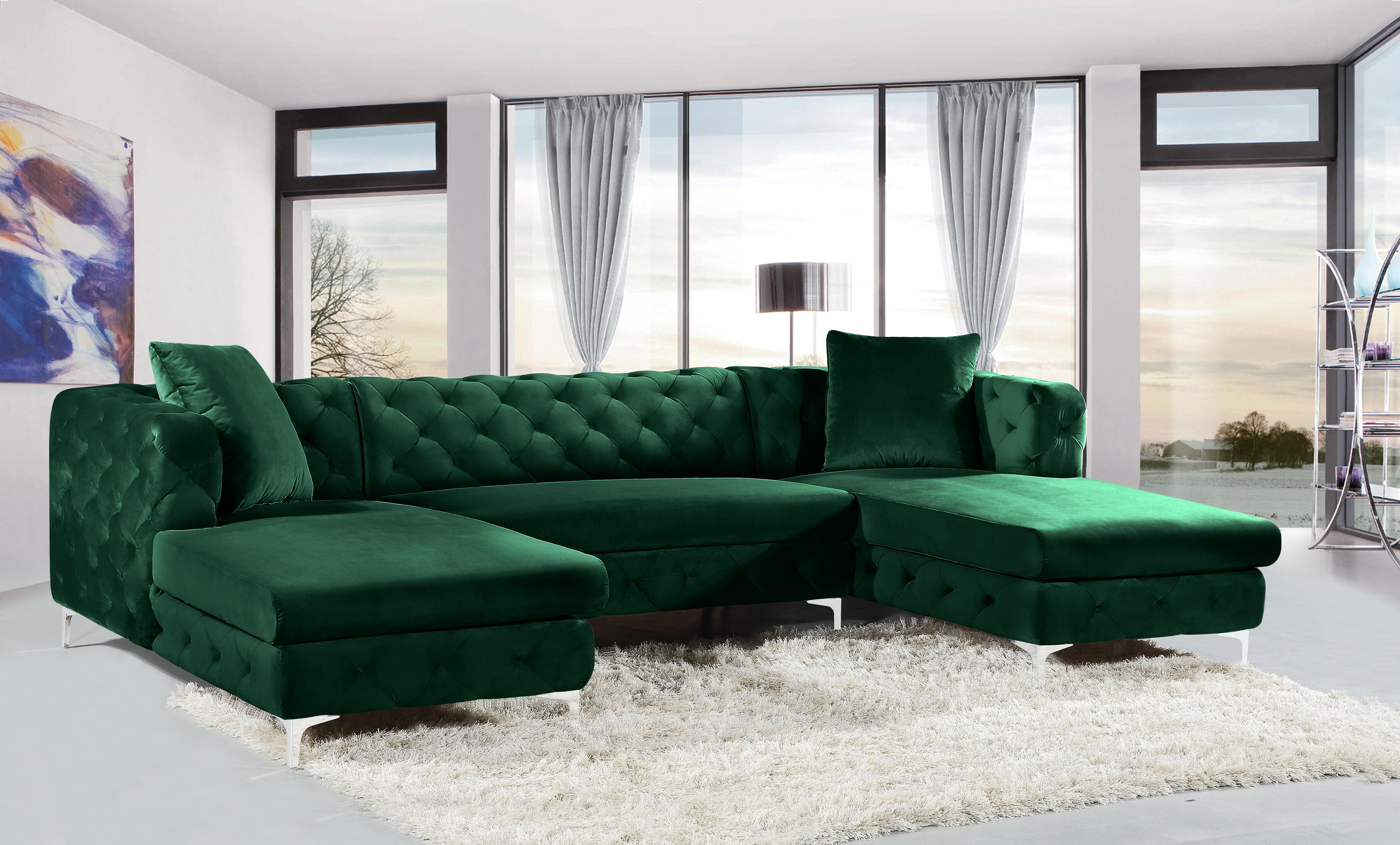 Gail Green Velvet 3pc. Sectional - Luxury Home Furniture (MI)
