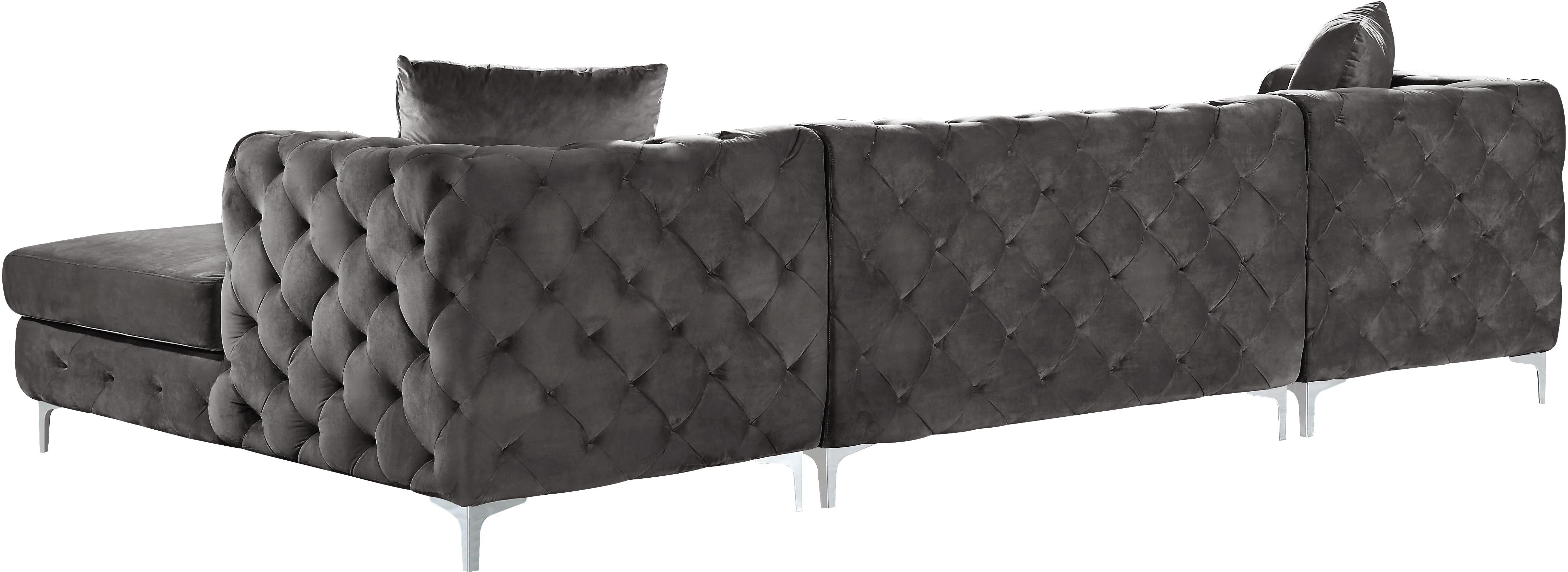 Gail Grey Velvet 3pc. Sectional - Luxury Home Furniture (MI)