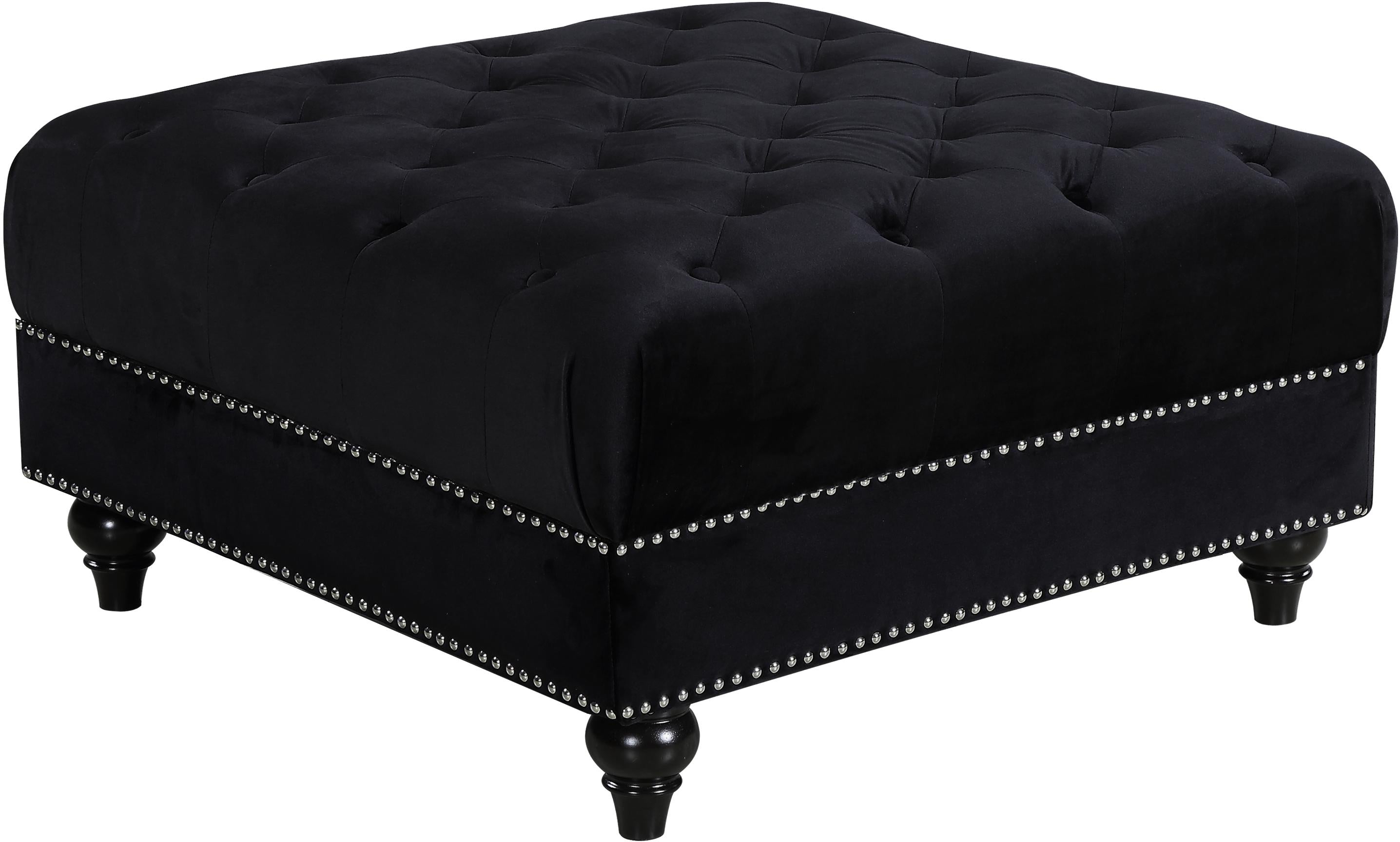 Sabrina Black Velvet Ottoman
