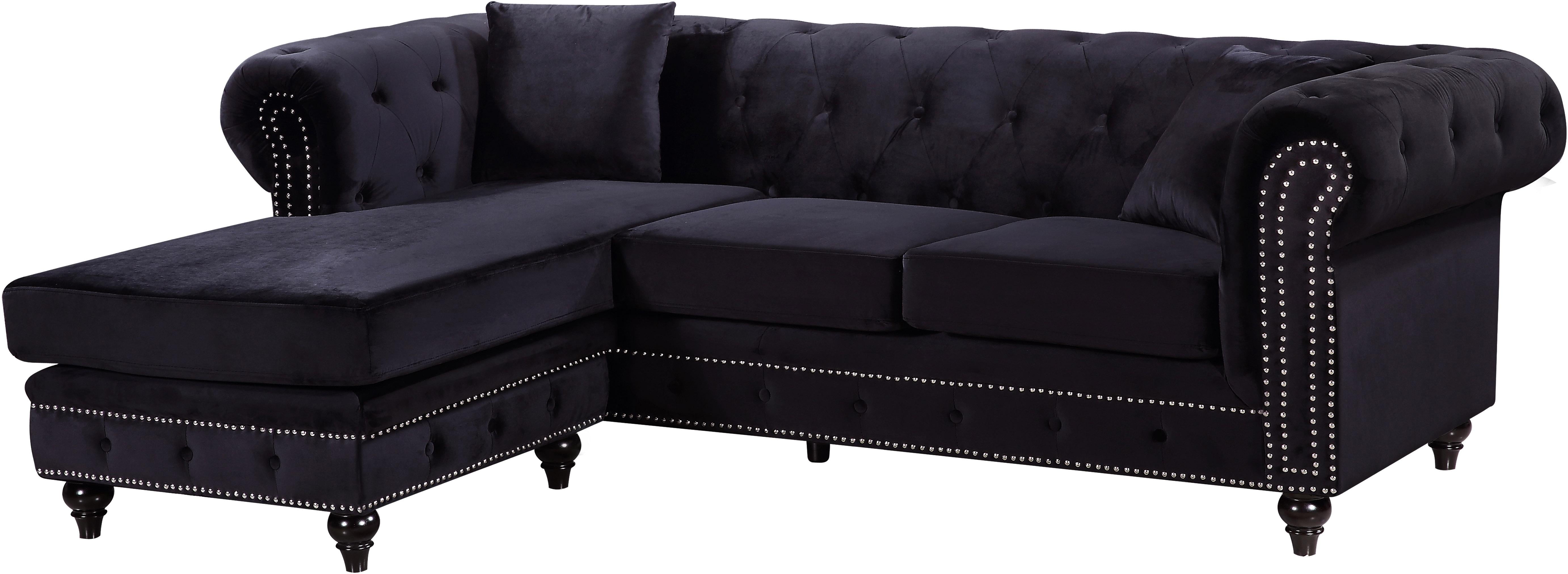 Sabrina Black Velvet 2pc. Reversible Sectional - Luxury Home Furniture (MI)